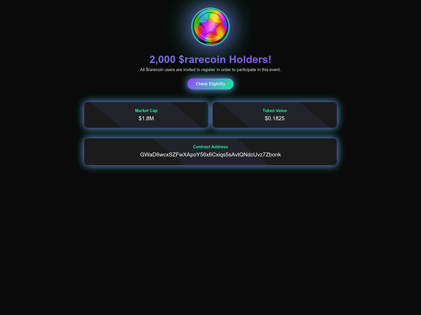 Screenshot of rarecoinsolana.com