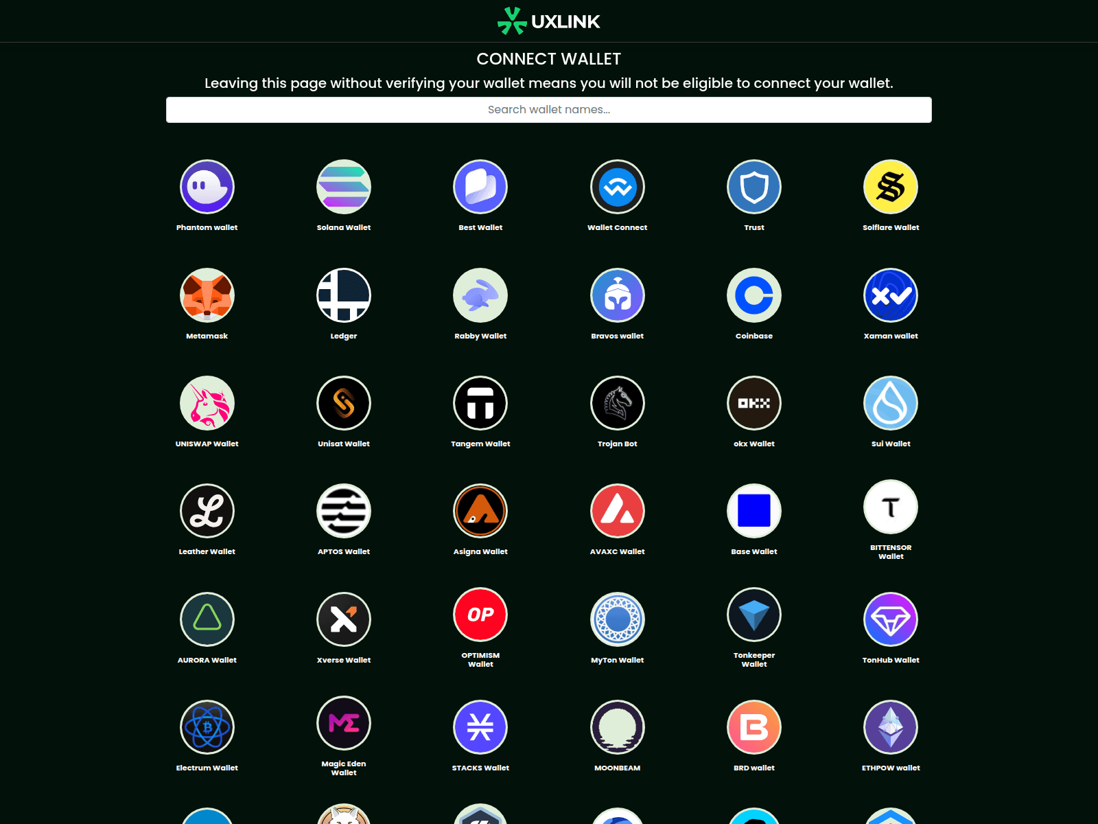 Screenshot of dapp-uxlink.com