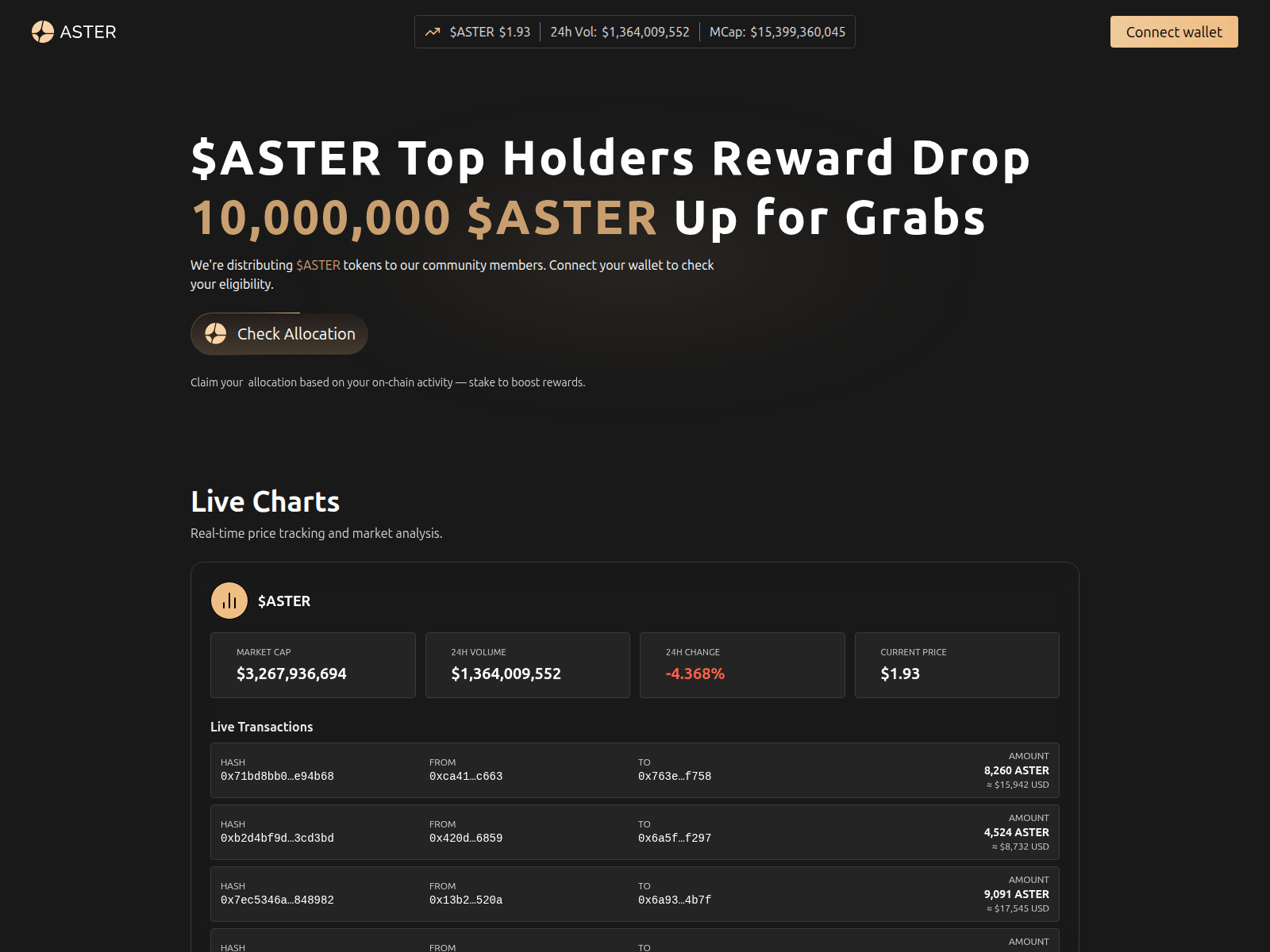 Screenshot of aster.event-allocation.net