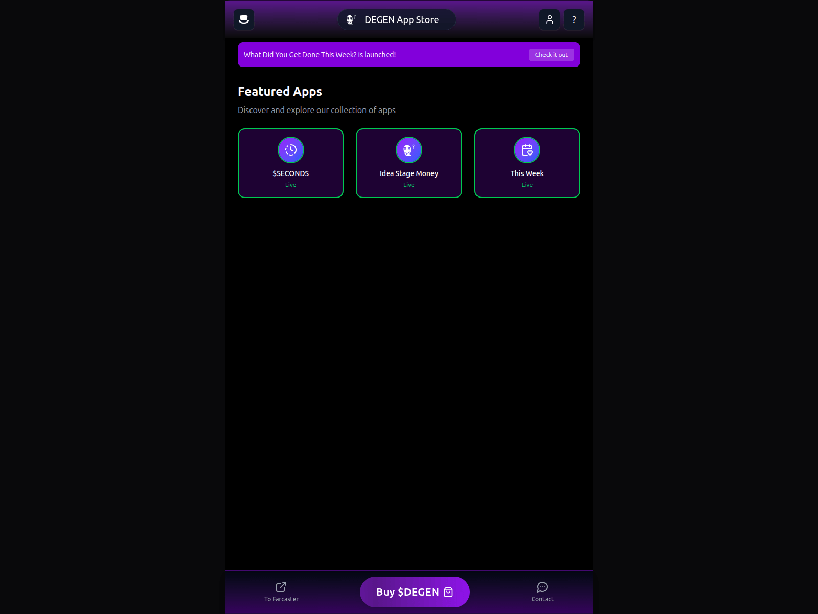 Screenshot of degenapp.store