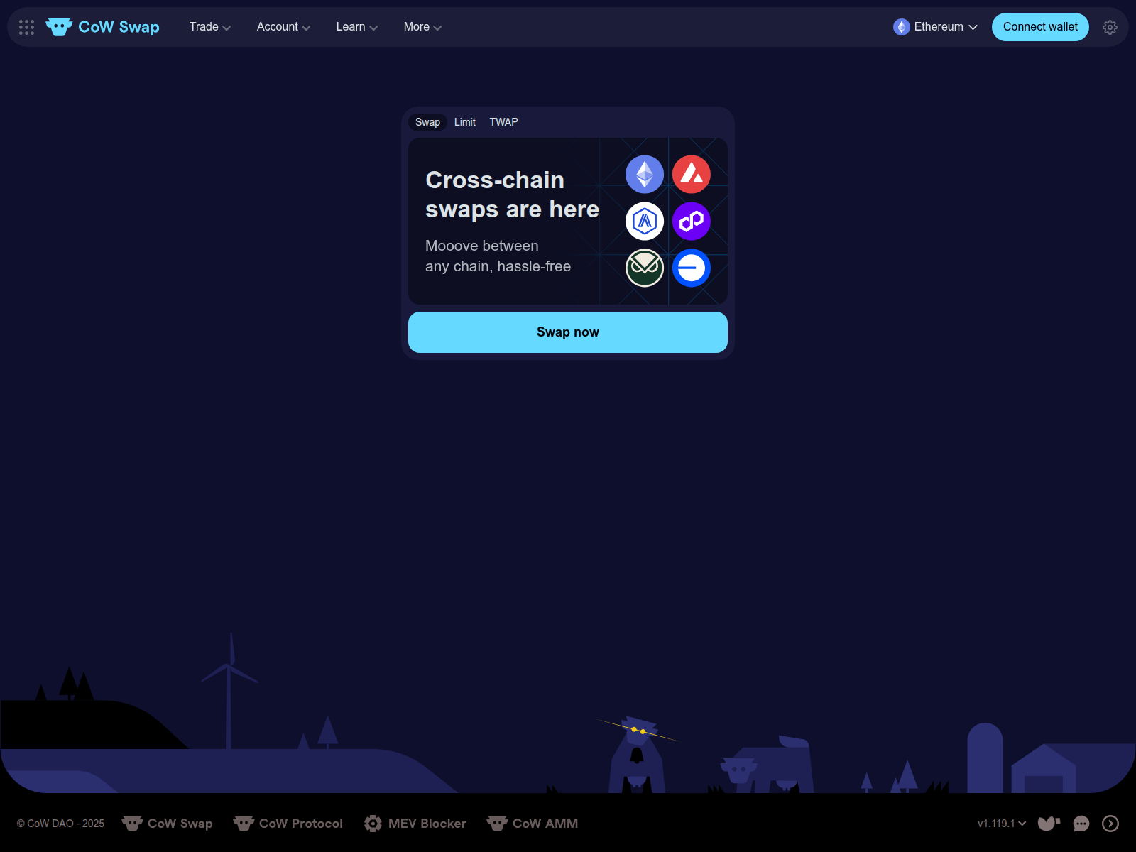 Screenshot of app-cow-swap-v1.com
