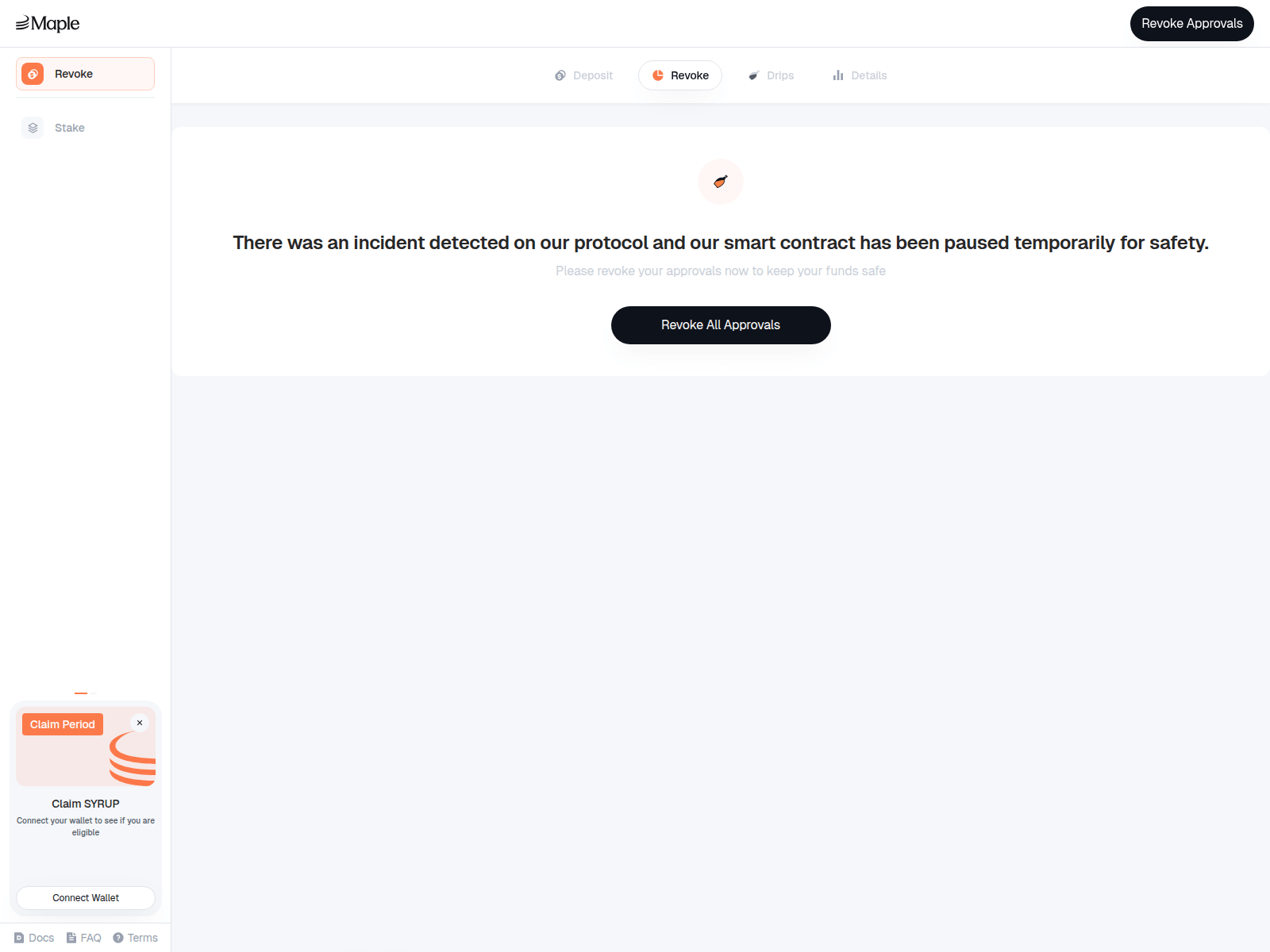 Screenshot of revoke-maplefinance.com