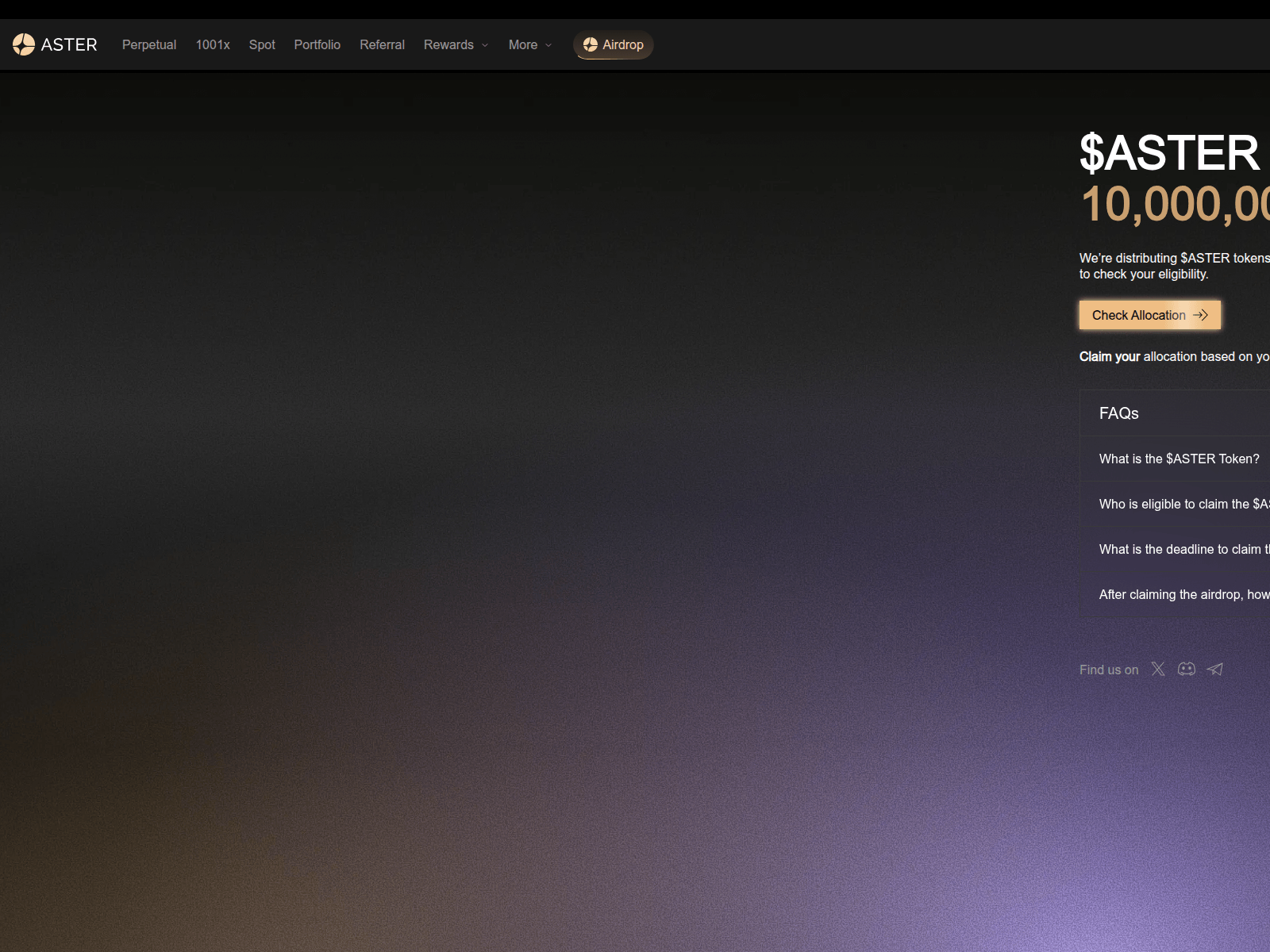 Screenshot of aster-rewards.pages.dev