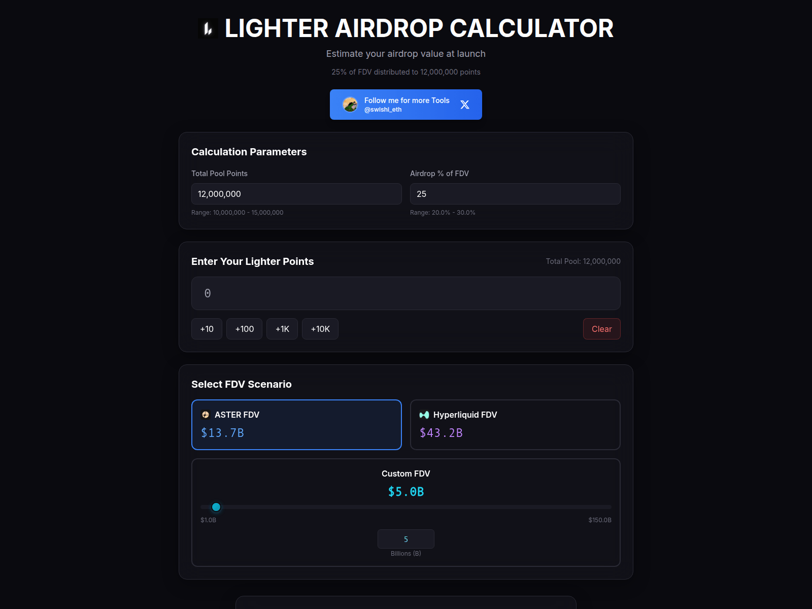 Screenshot of lighter-calculator.swishi.xyz