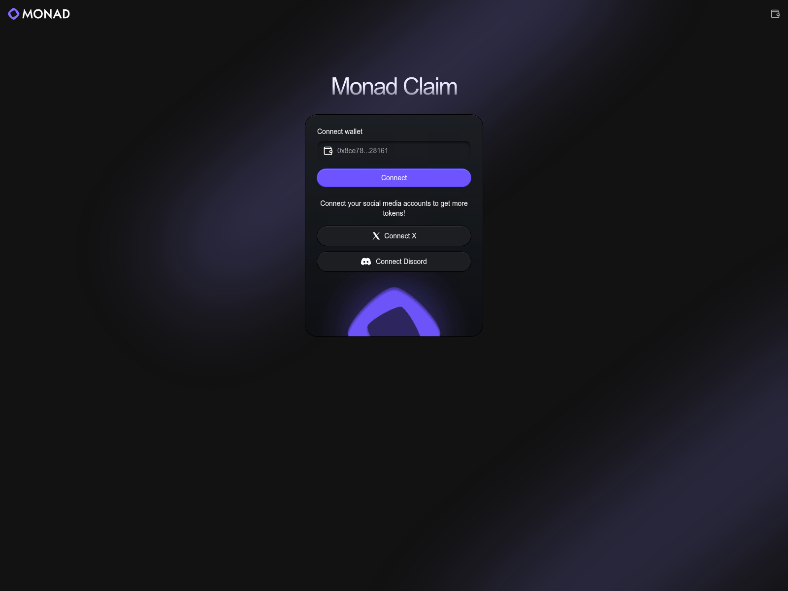 Screenshot of claim.monadfoundations.xyz