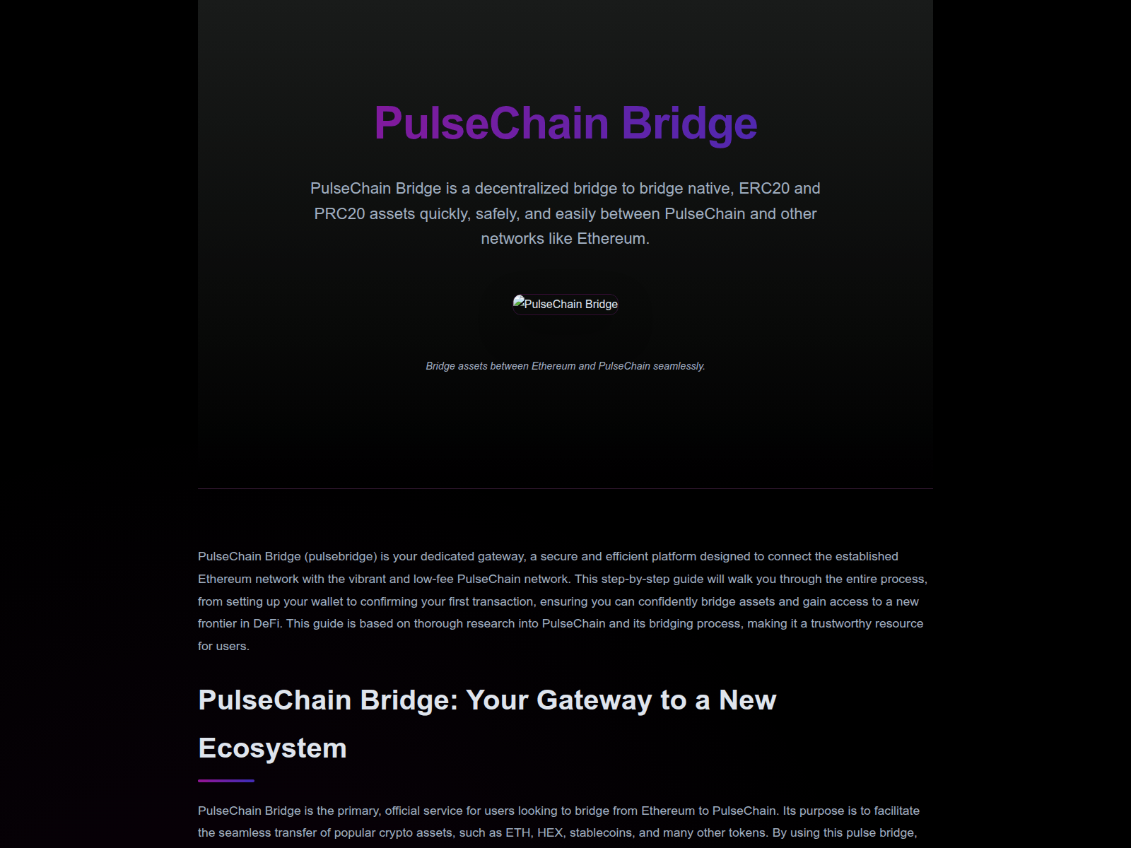 Screenshot of pulsechainbridge.net