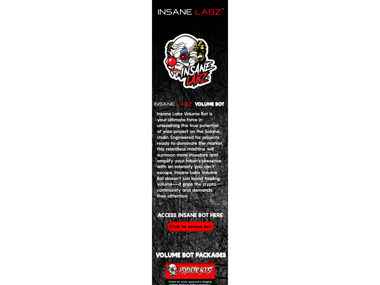 Screenshot of www.insanelabzvolumebot.com