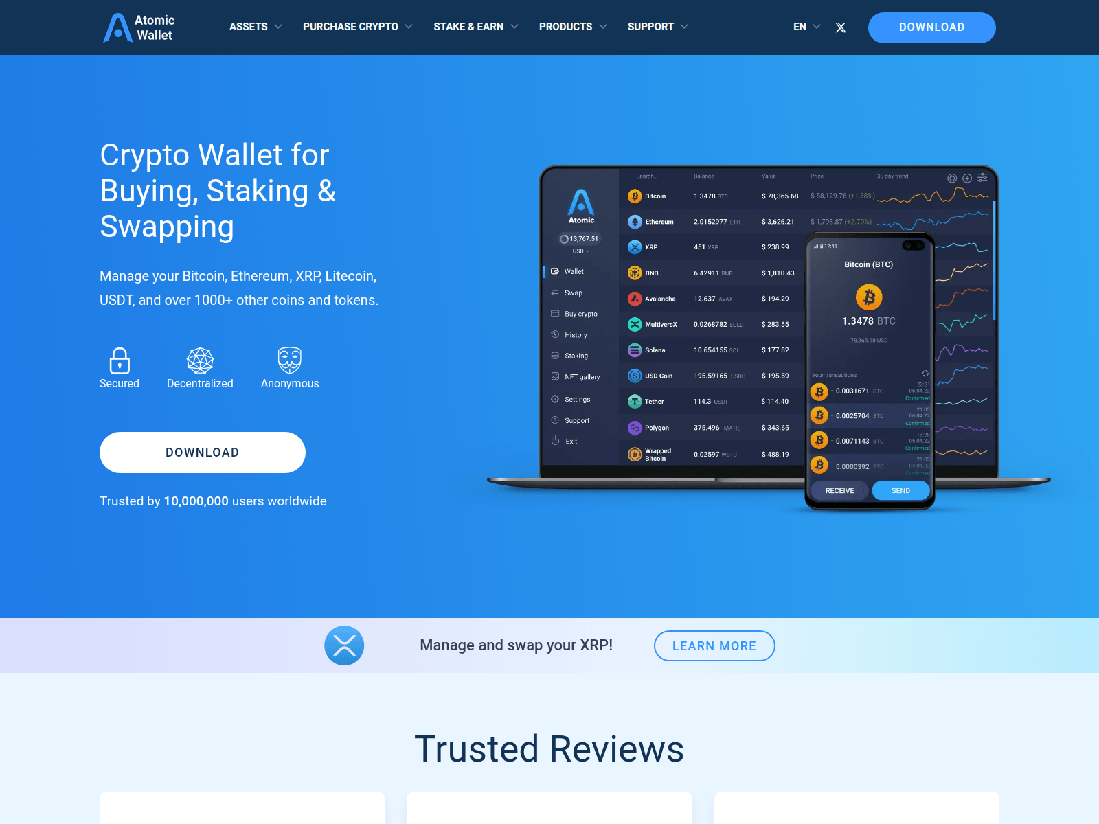 Screenshot of atomicwallete.com