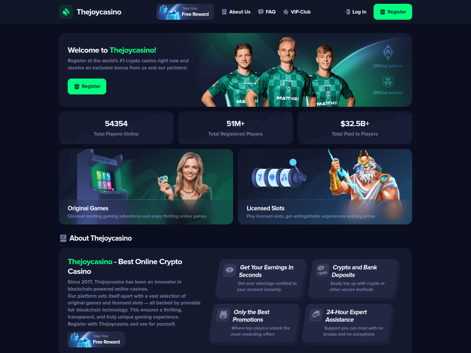 Screenshot of thejoycasino.com