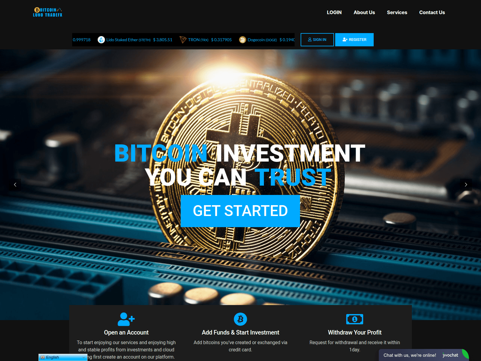 Screenshot of bitcoinlunotradefx.com