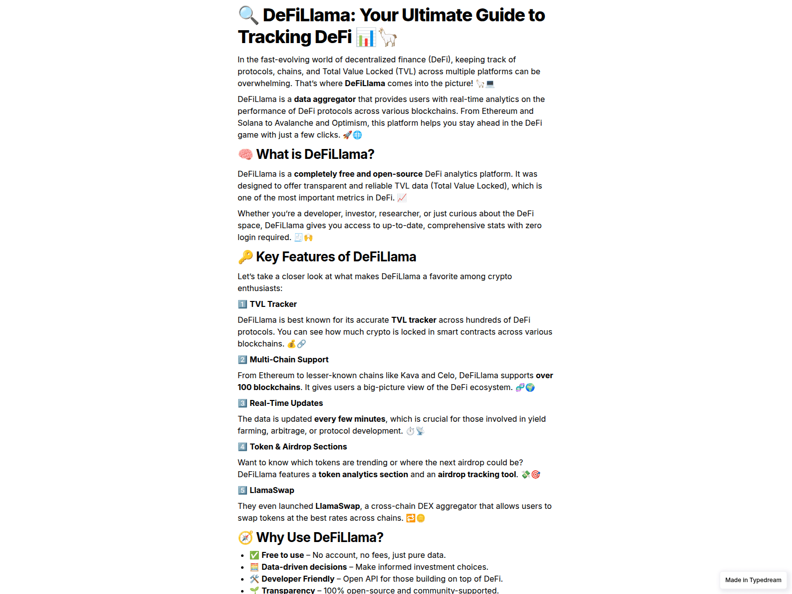 Screenshot of defillama-airdrop-swap.typedream.app