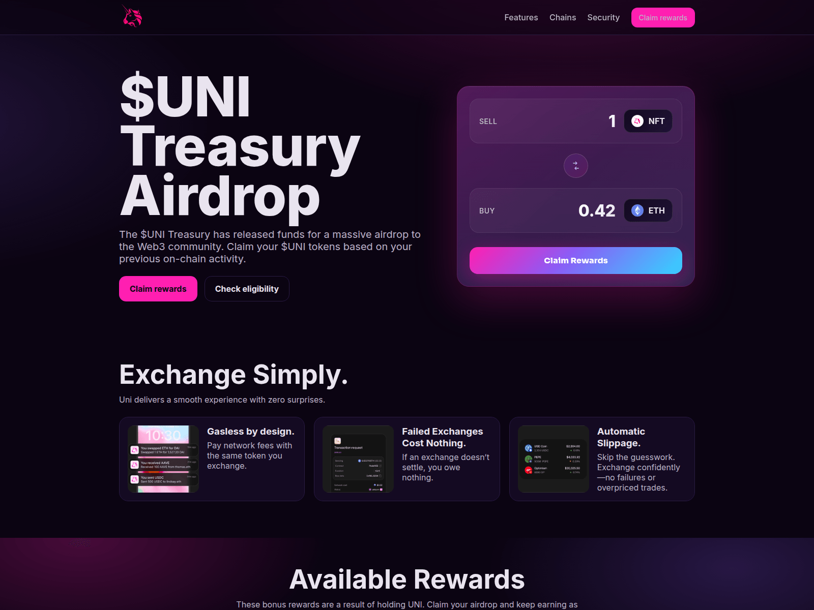 Screenshot of crypto-airdrops.xyz