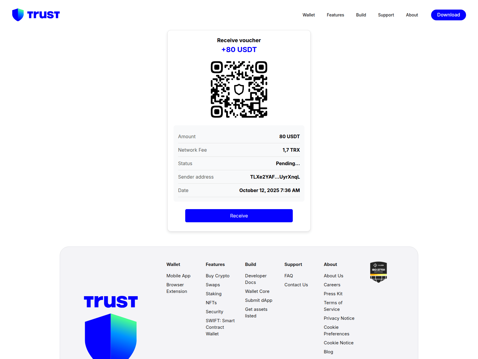 Screenshot of trustwallet1.com