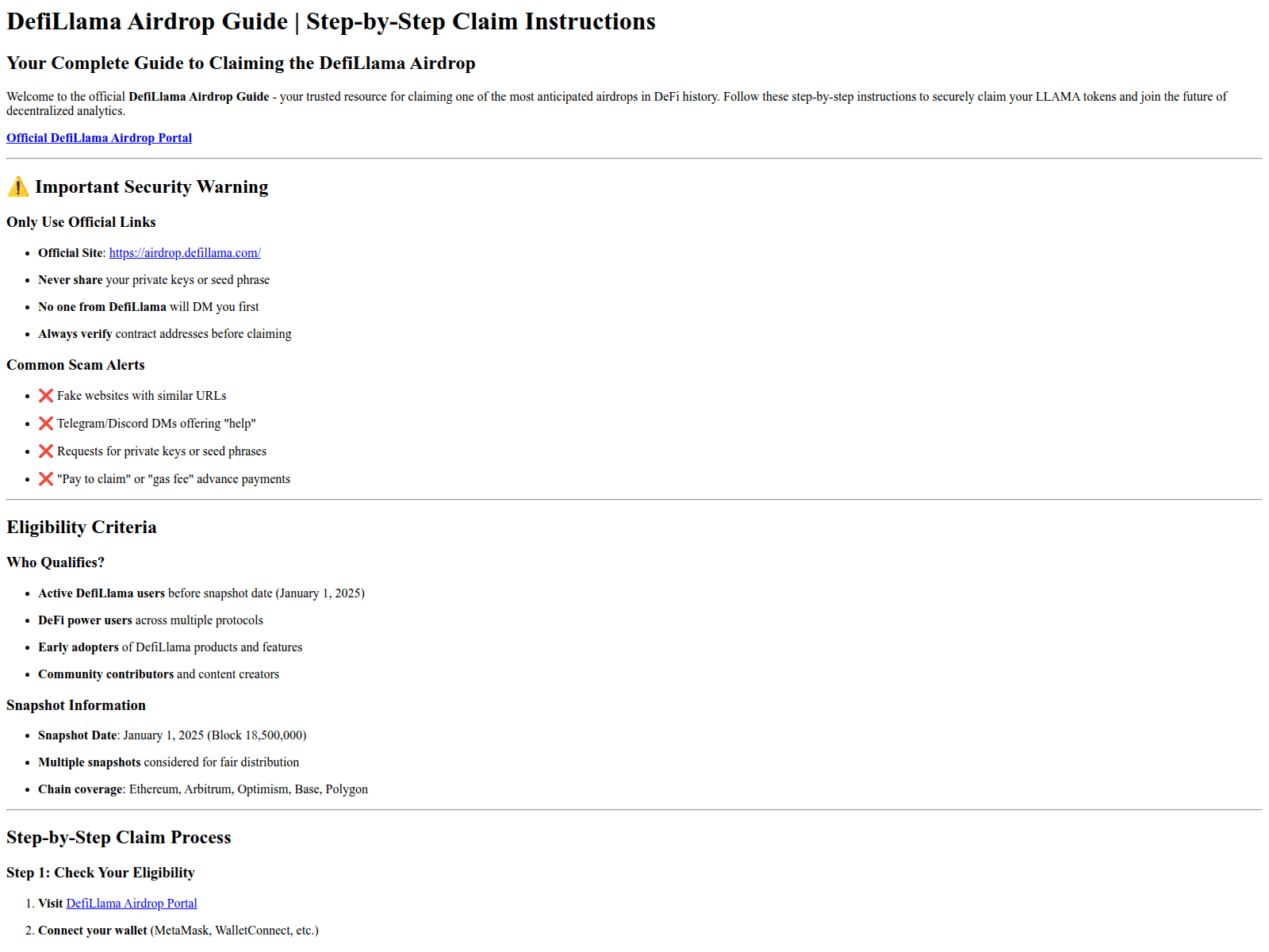 Screenshot of defillama-airdrop-public-start.pages.dev
