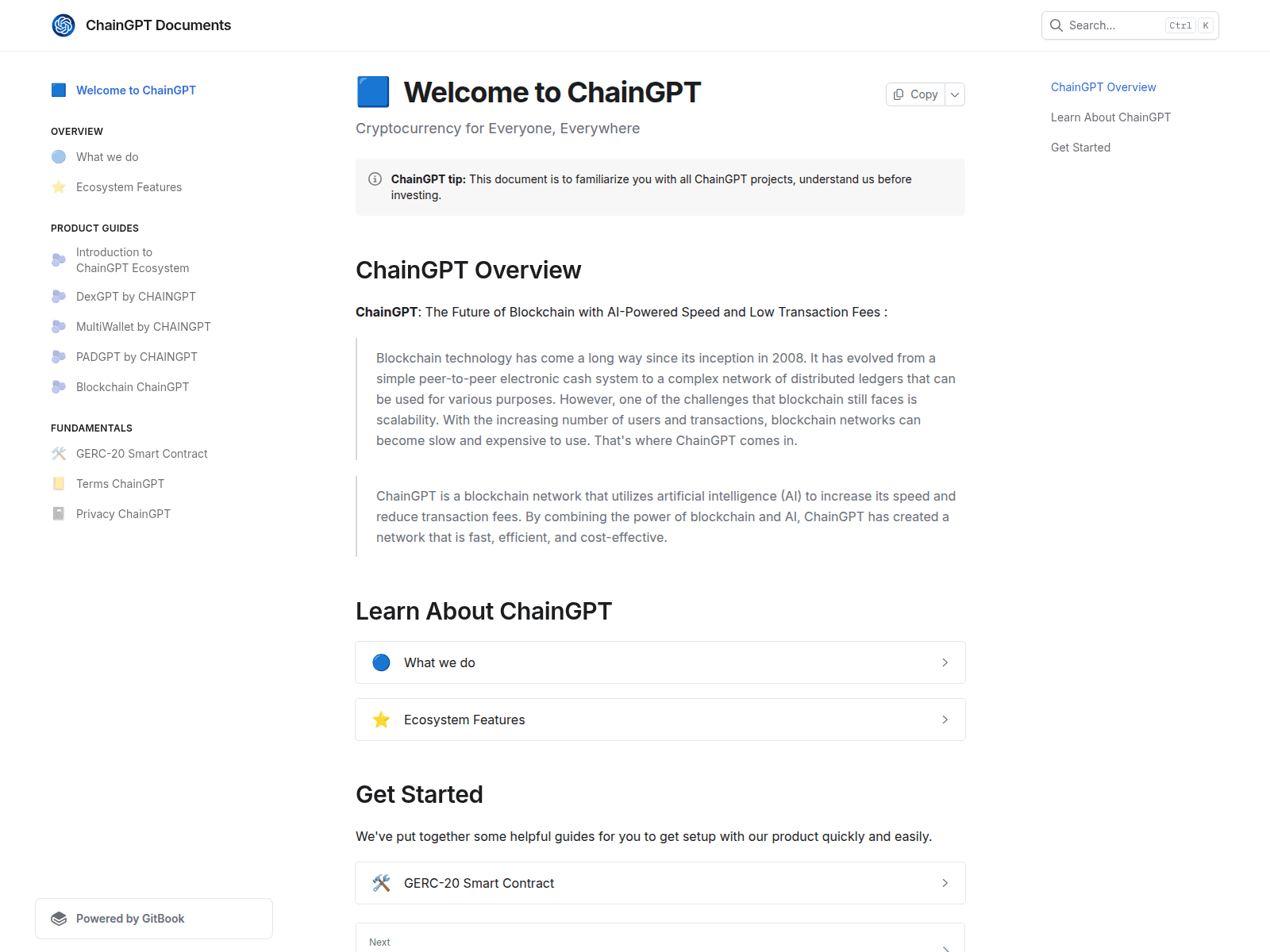 Screenshot of chainsgpt.gitbook.io