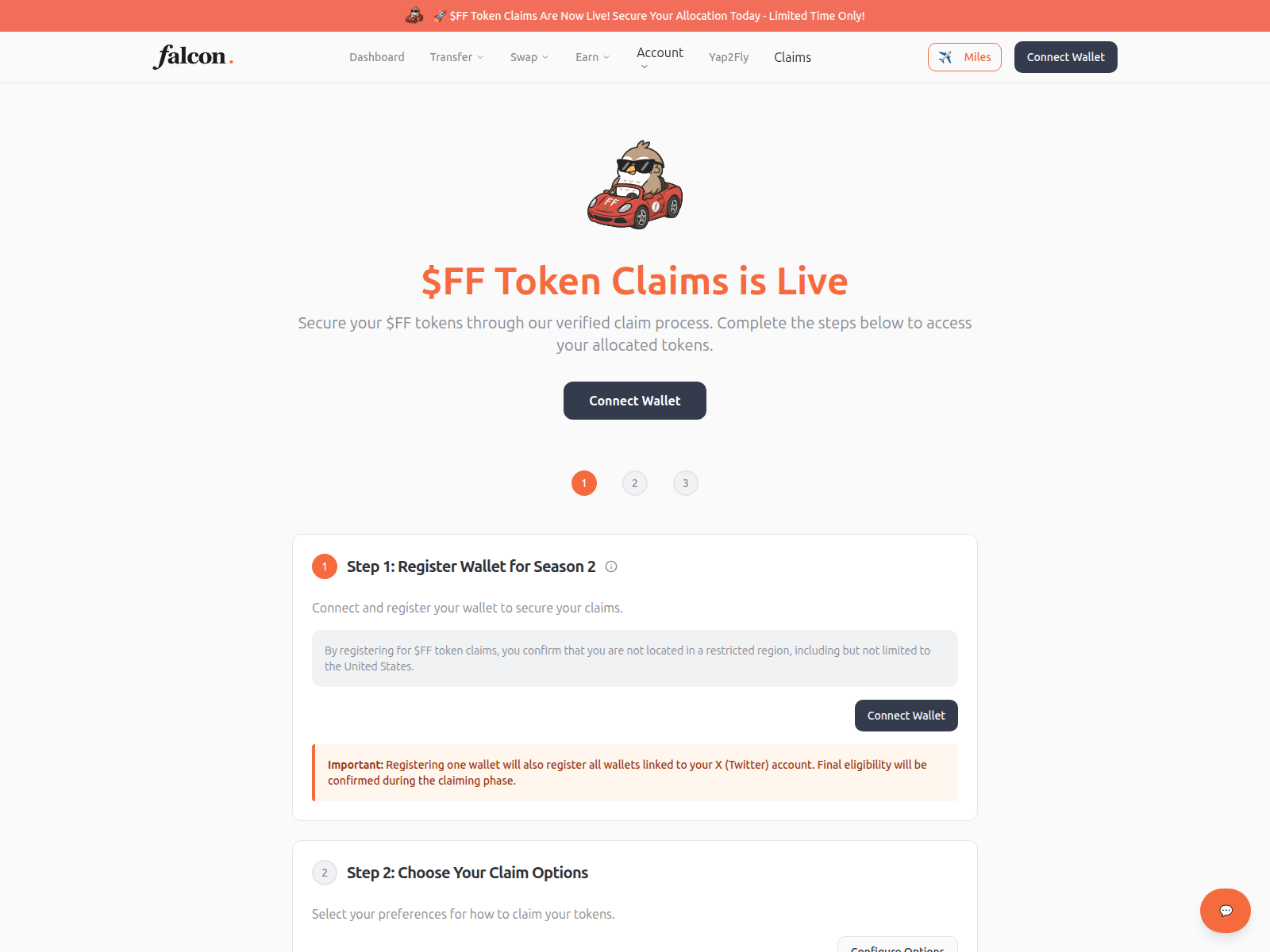 Screenshot of www.falcon-airdrop.xyz