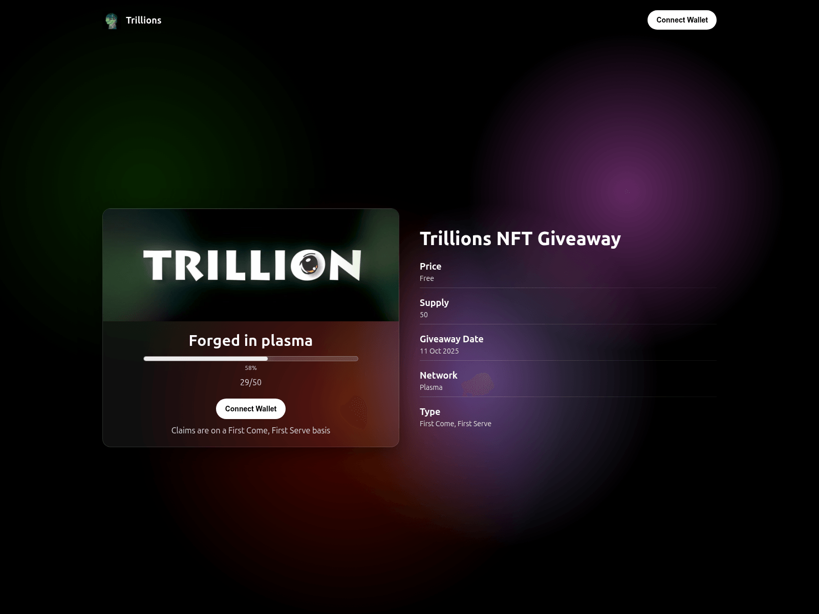 Screenshot of trillionsnft.xyz