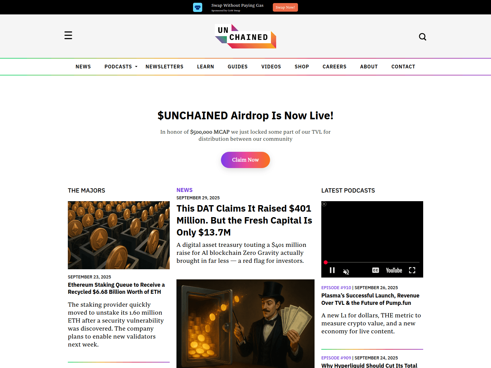 Screenshot of unchained-rewards.com