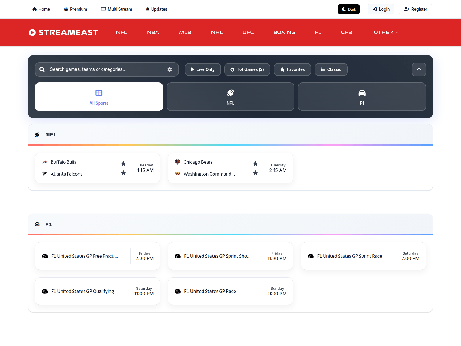 Screenshot of v2.streameast.ch