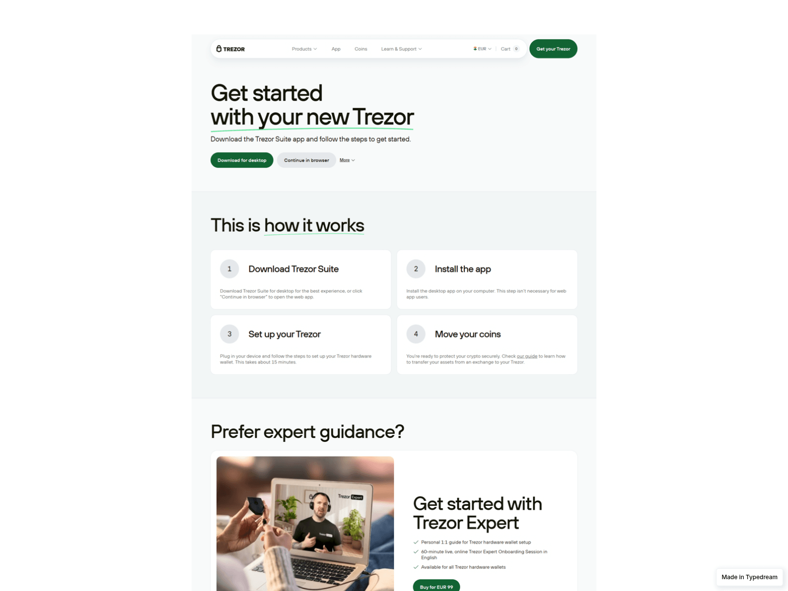Screenshot of start-helps-trezor-en.typedream.app