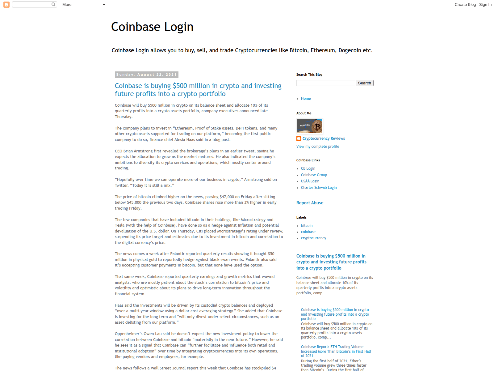 Screenshot of coinbaseloginn.blogspot.in