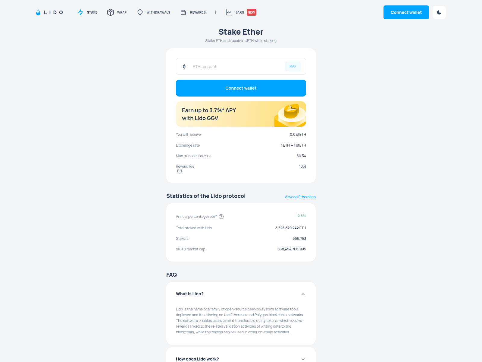 Screenshot of trade-lido.app