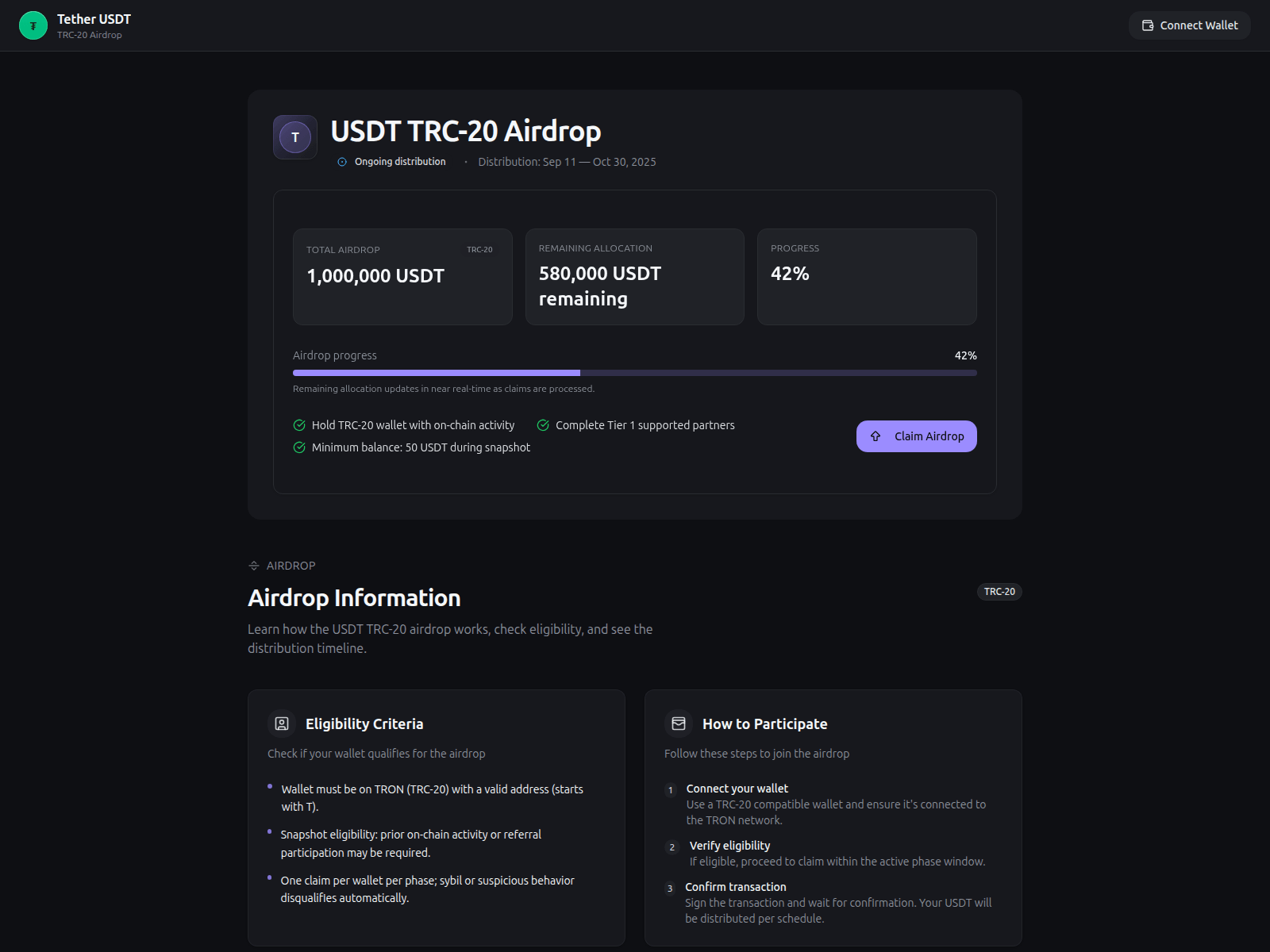 Screenshot of usdtairdrop.space