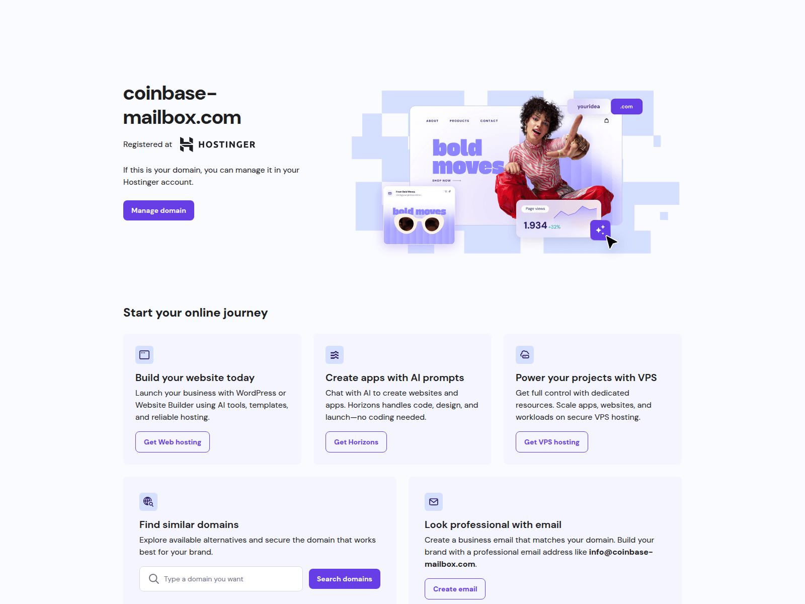 Screenshot of coinbase-mailbox.com