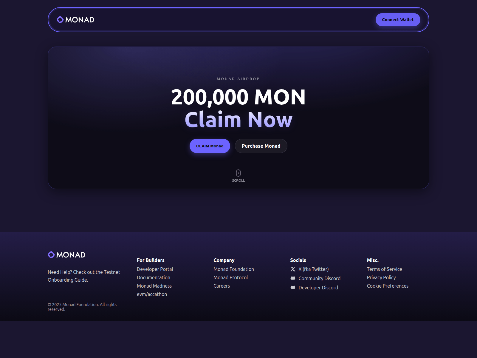 Screenshot of claimonad.xyz