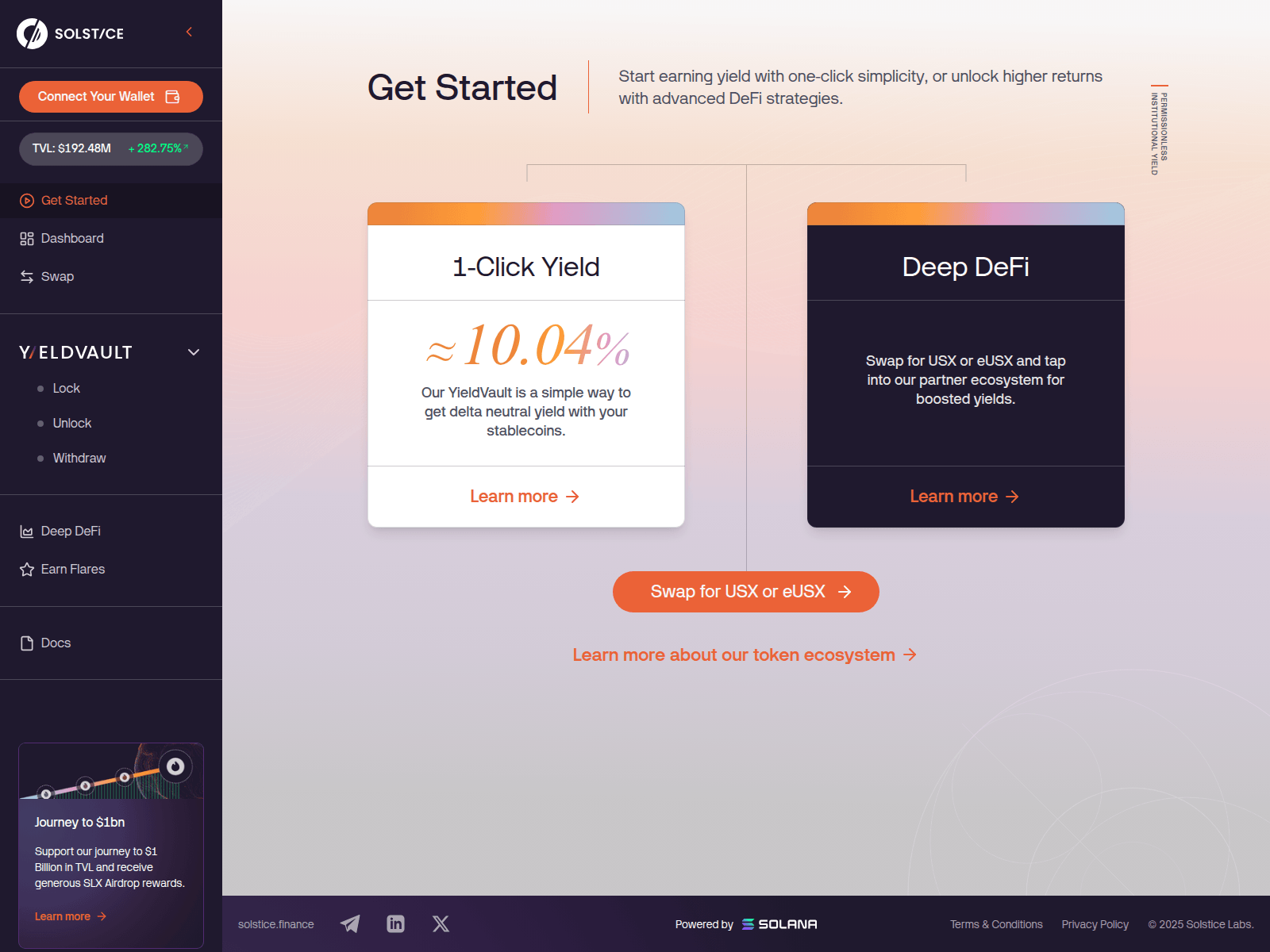 Screenshot of app.solstsice.finance