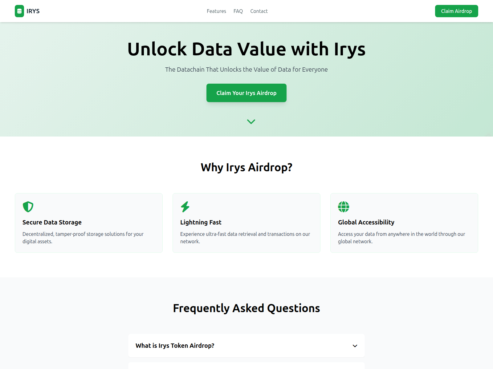 Screenshot of irysairdrop.xyz