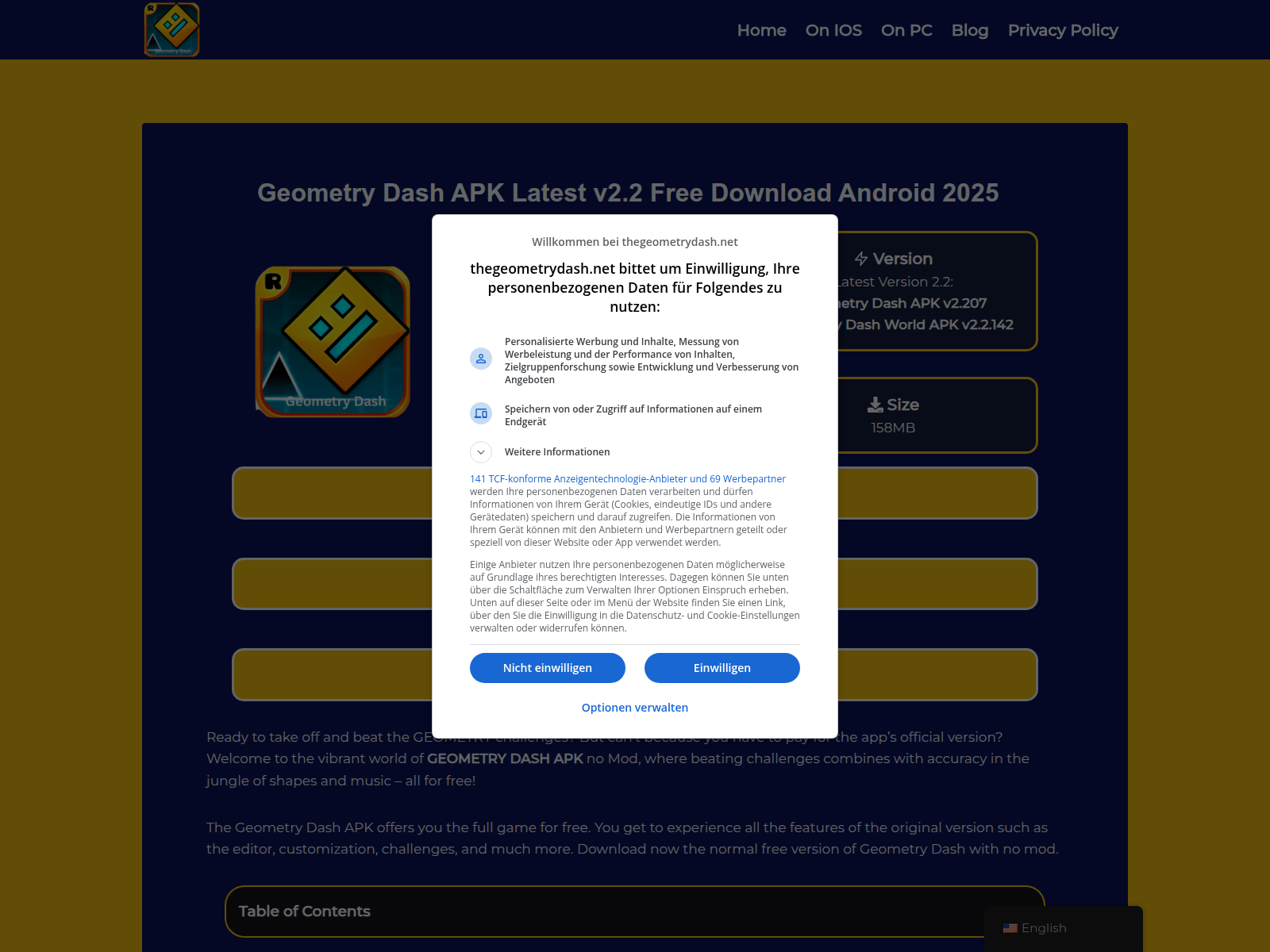 Screenshot of thegeometrydash.net