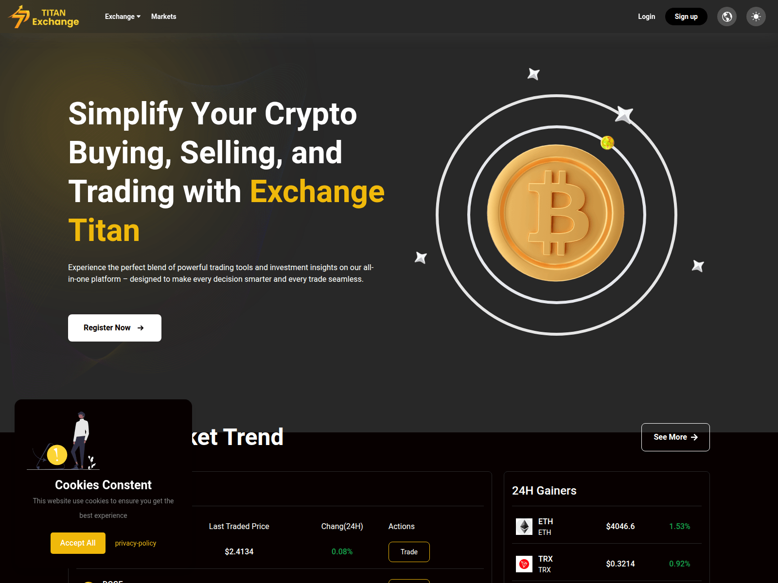 Screenshot of exchangetitan.com