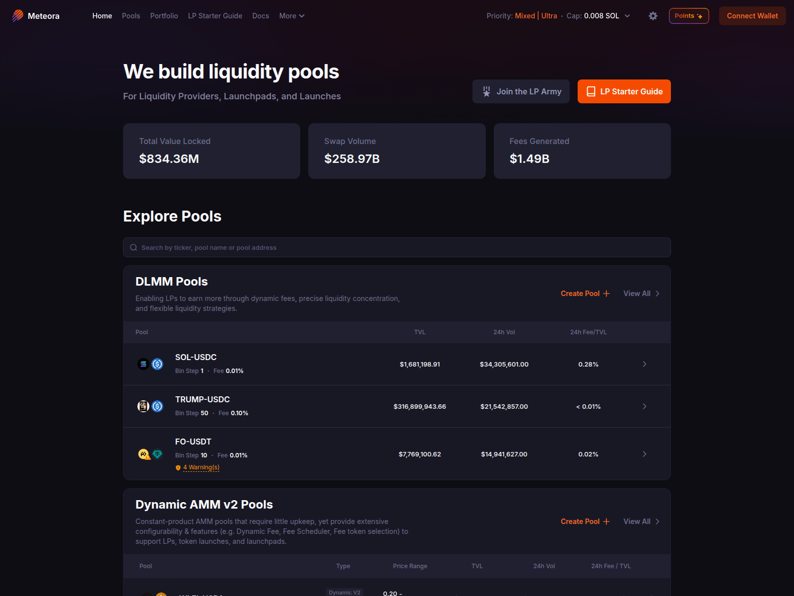 Screenshot of app-meteora-v2.com
