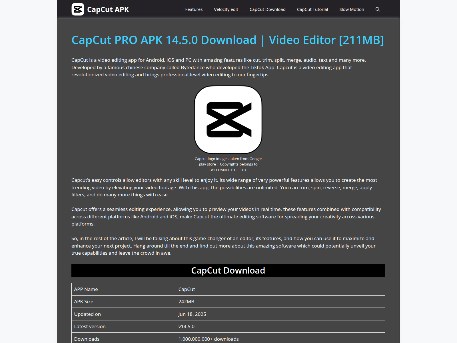 Screenshot of capscutapk.com