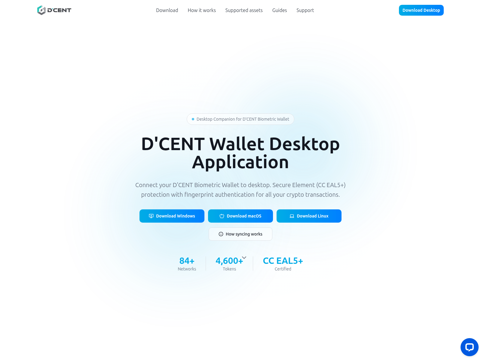 Screenshot of dcentwalletdesktop.io