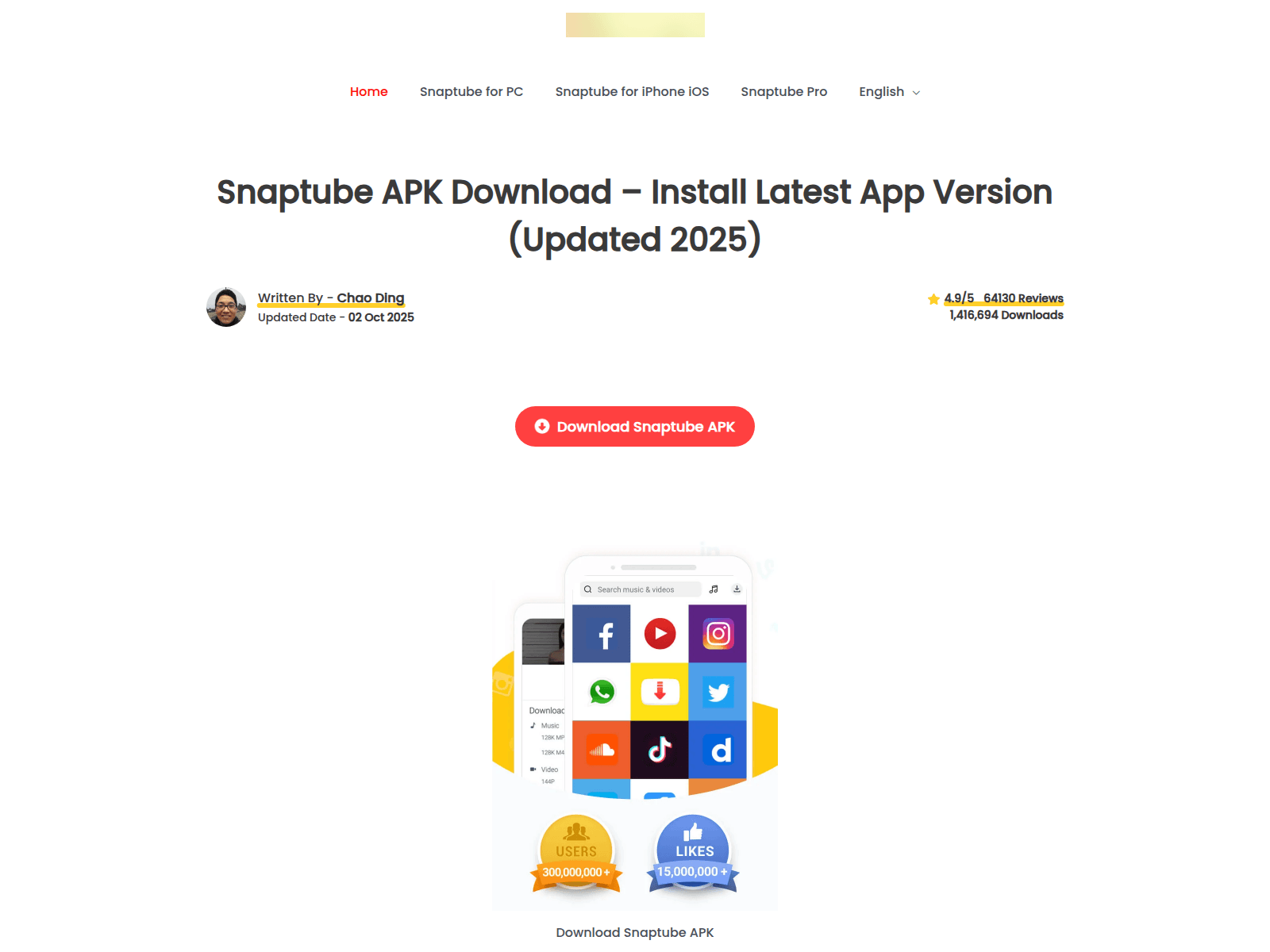 Screenshot of snaptubeappz.com