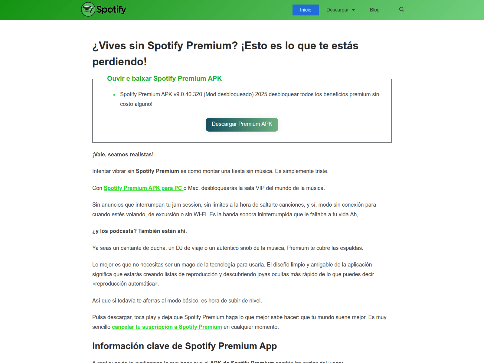 Screenshot of spotipremiumapks.com.mx