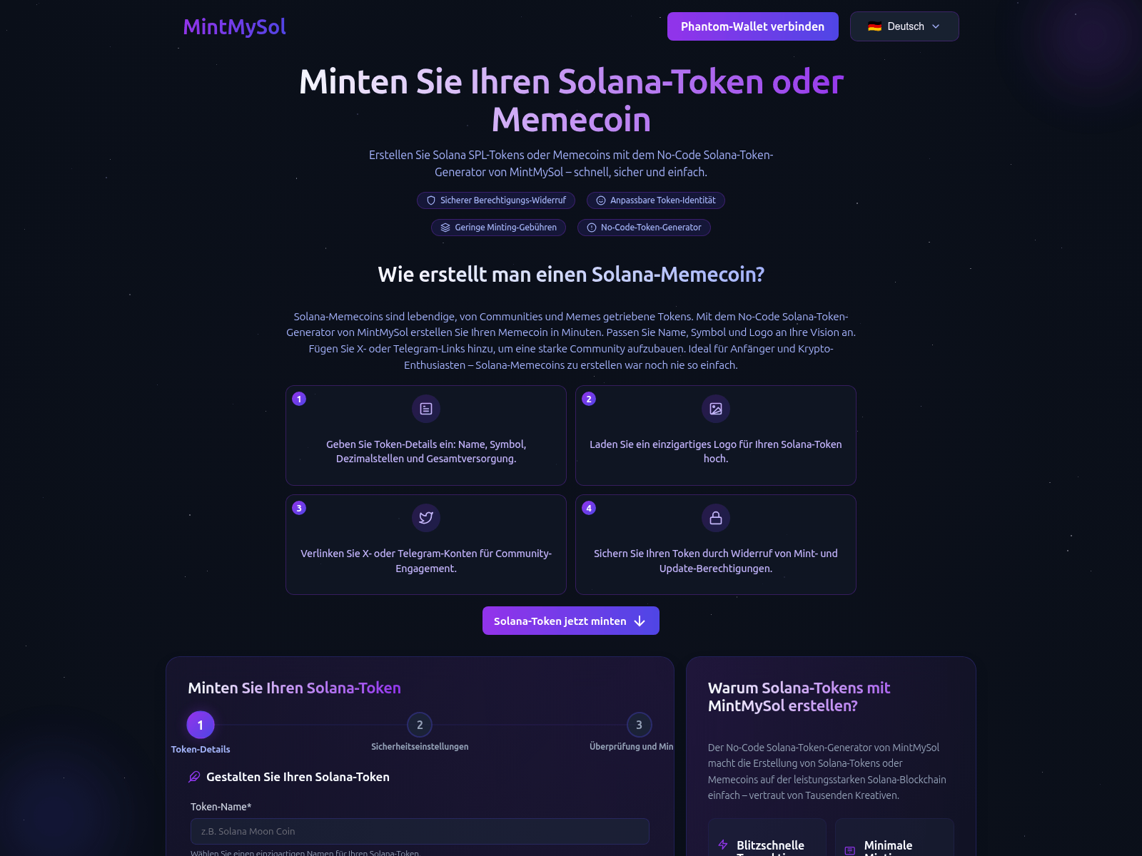 Screenshot of mintmysol.com