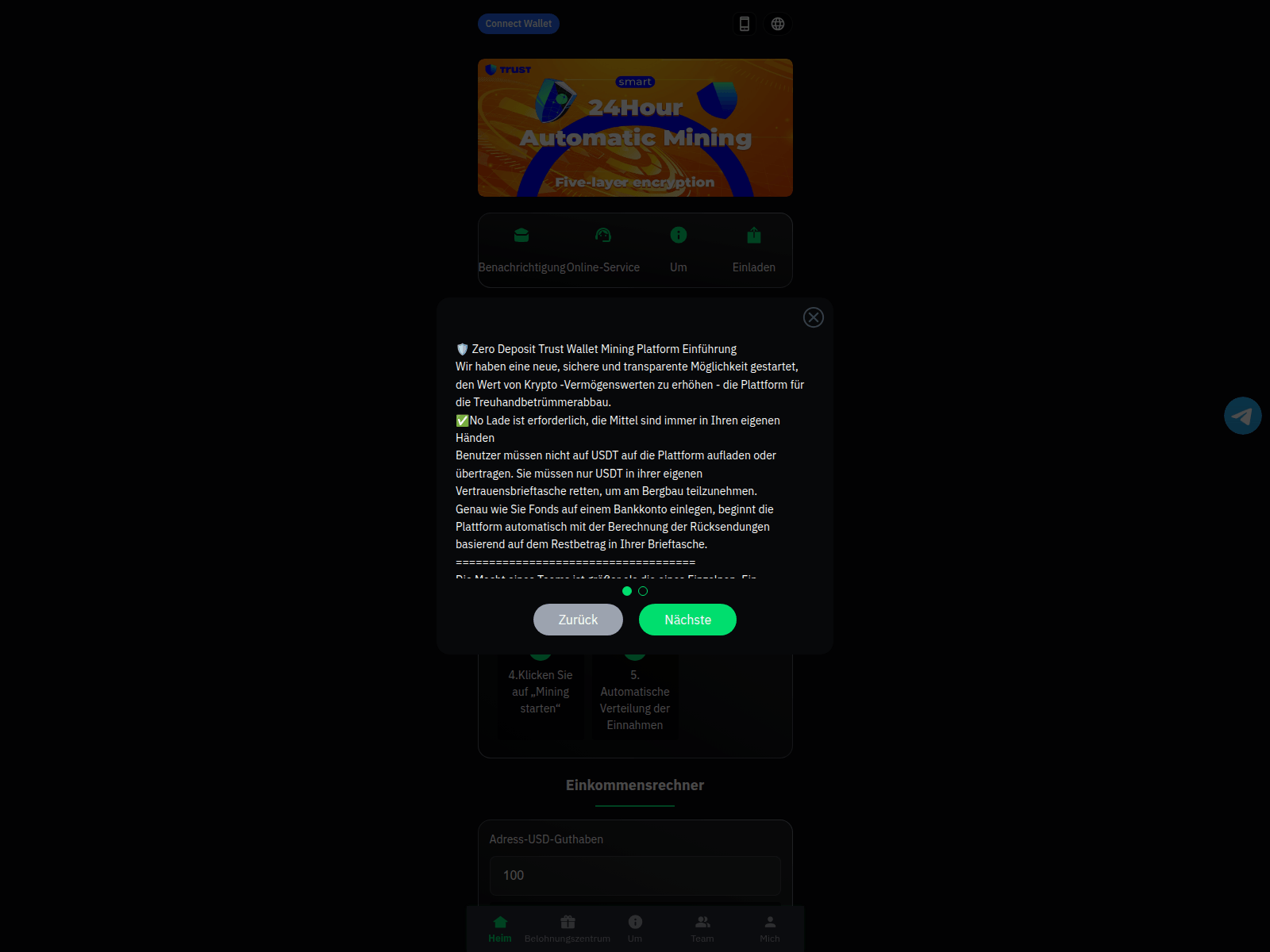 Screenshot of evmminer.net