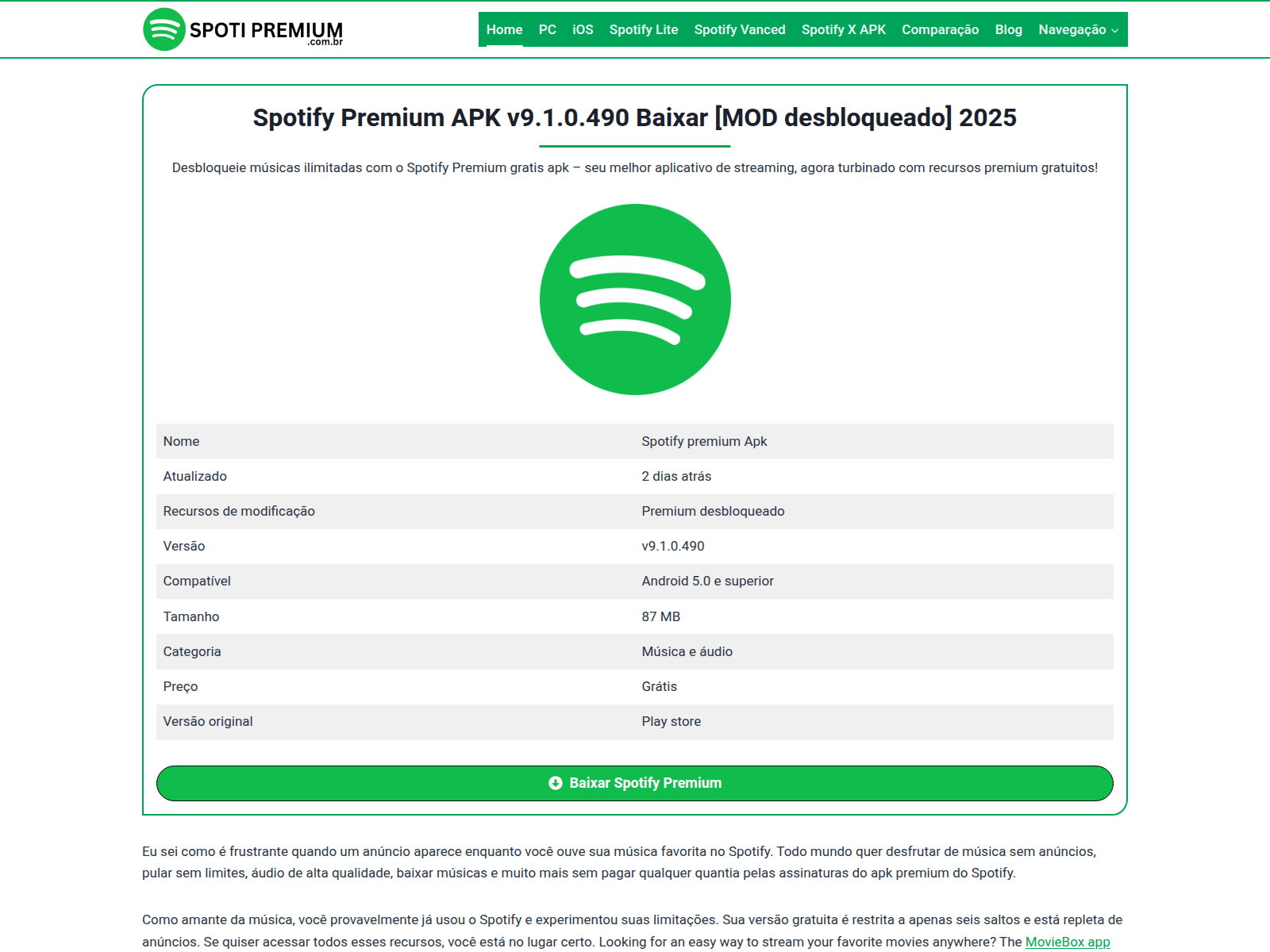 Screenshot of spotipremium.com.br