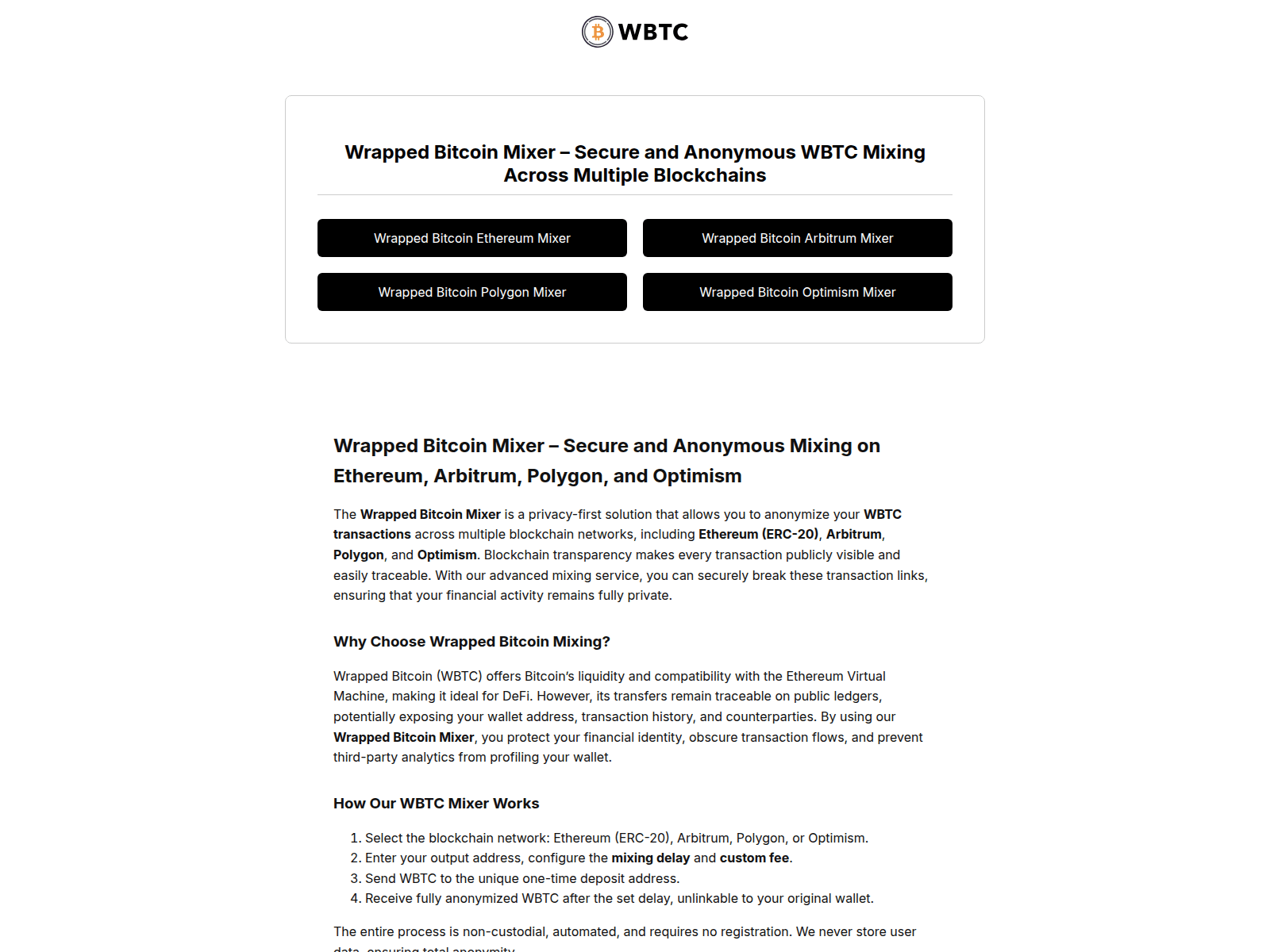 Screenshot of wbtc-mixer.com