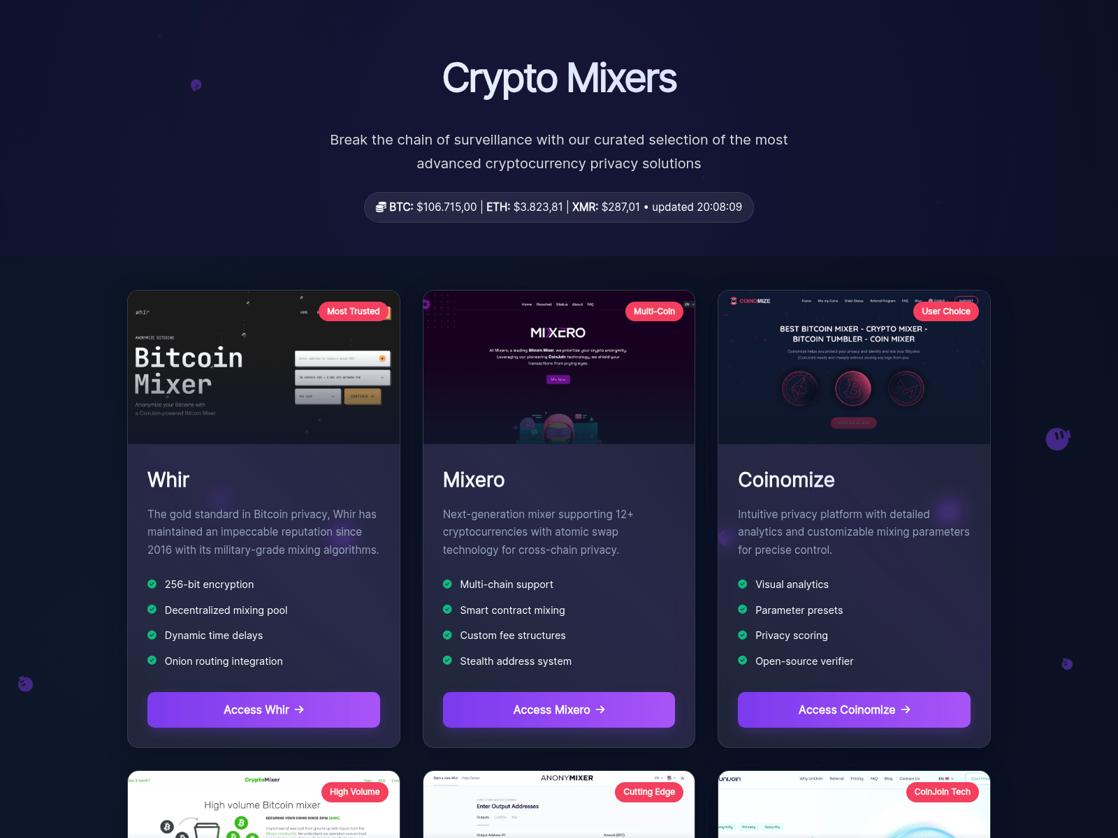 Screenshot of mixercatalog.net