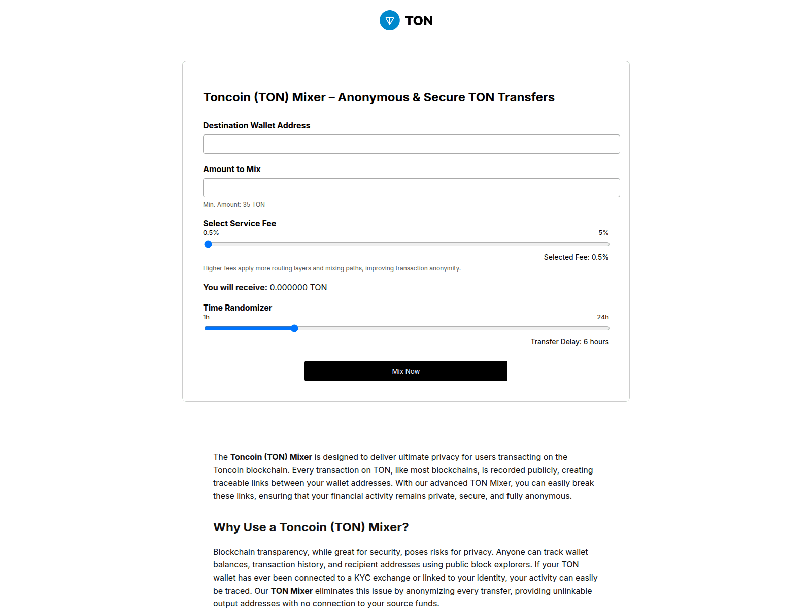 Screenshot of toncoin-ton-mixer.com