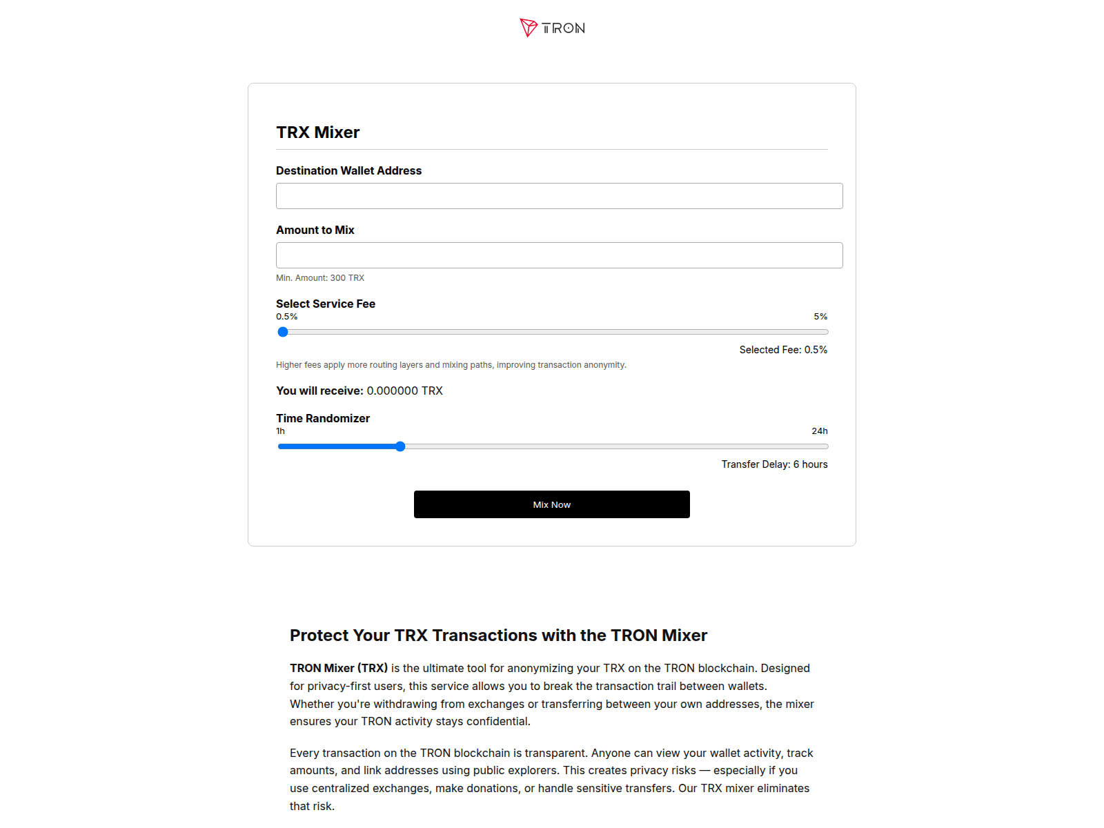 Screenshot of tron-mixers.com