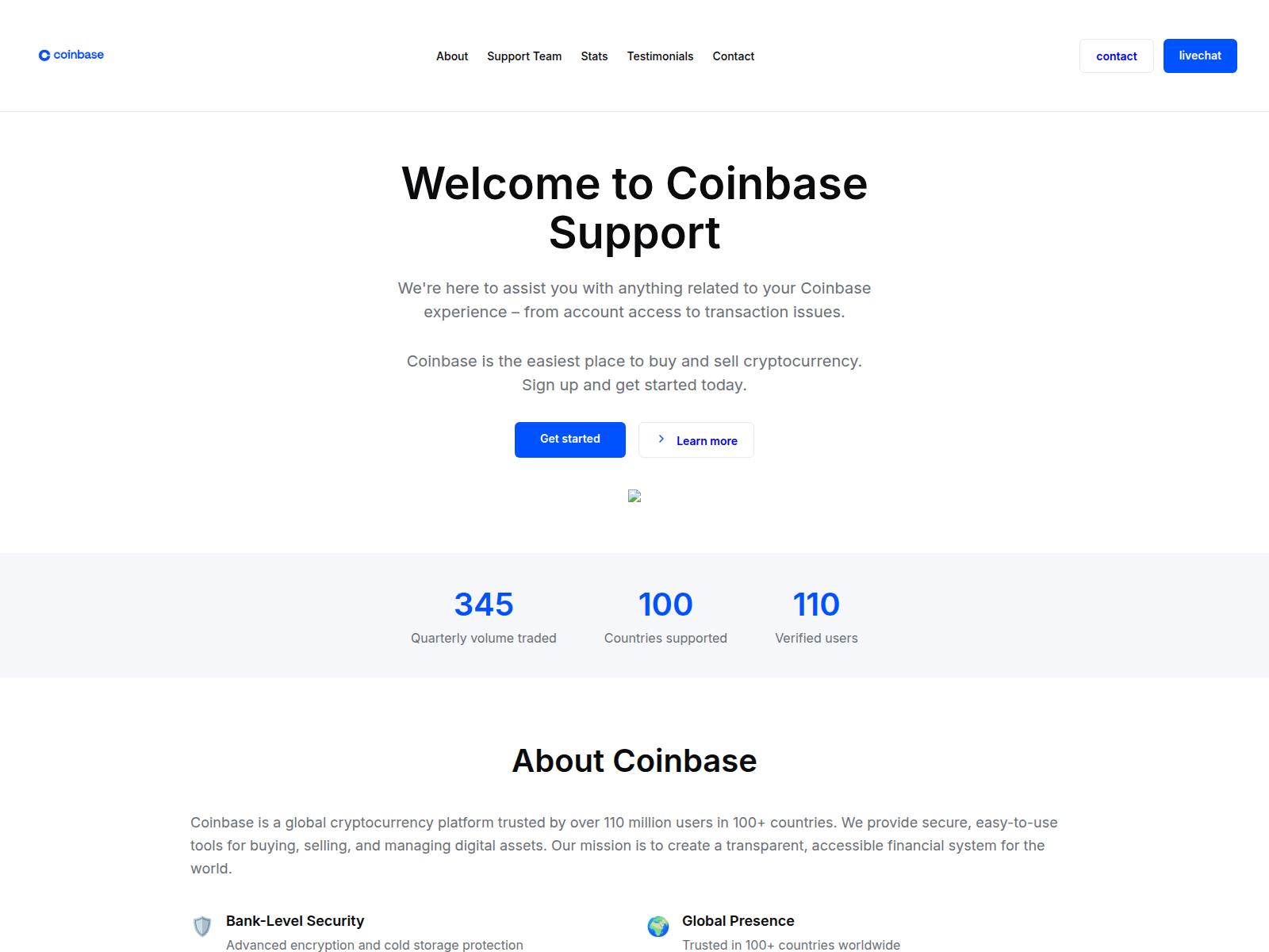 Screenshot of supportcoiinbase.wabitx.com