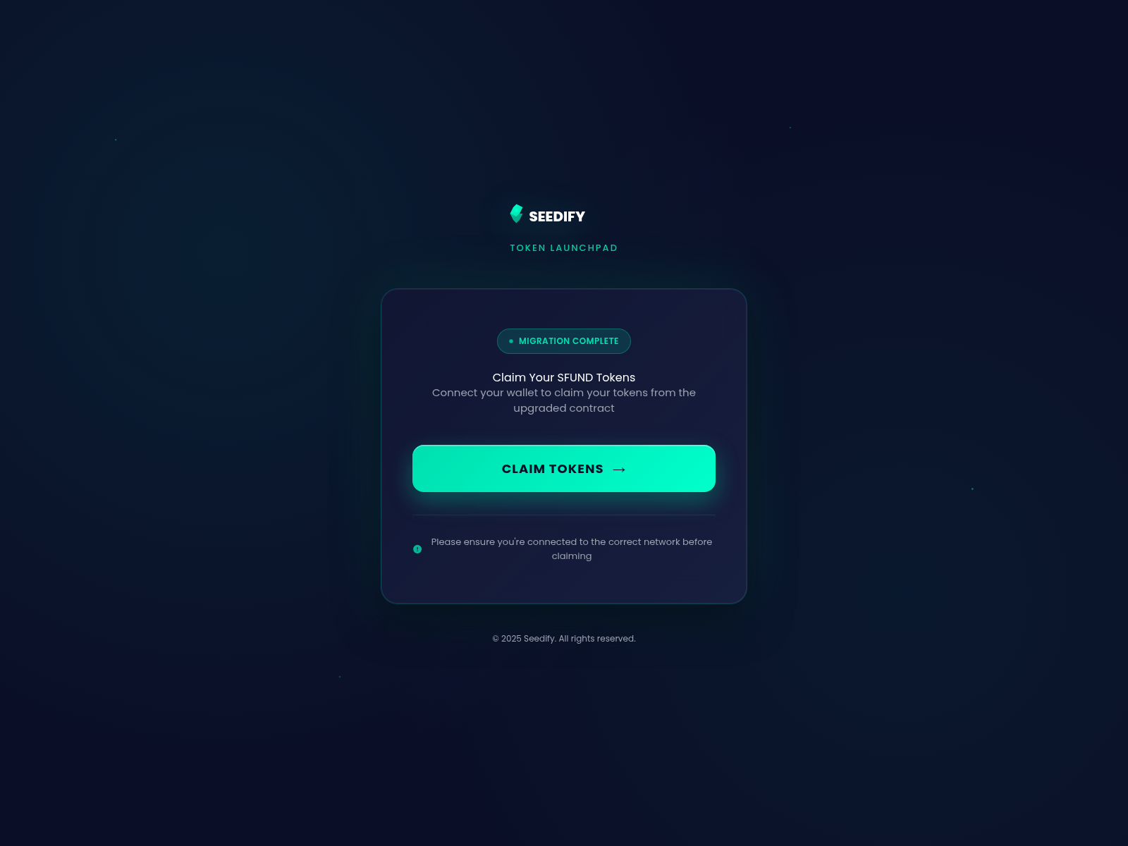 Screenshot of migrate-seedify.claims