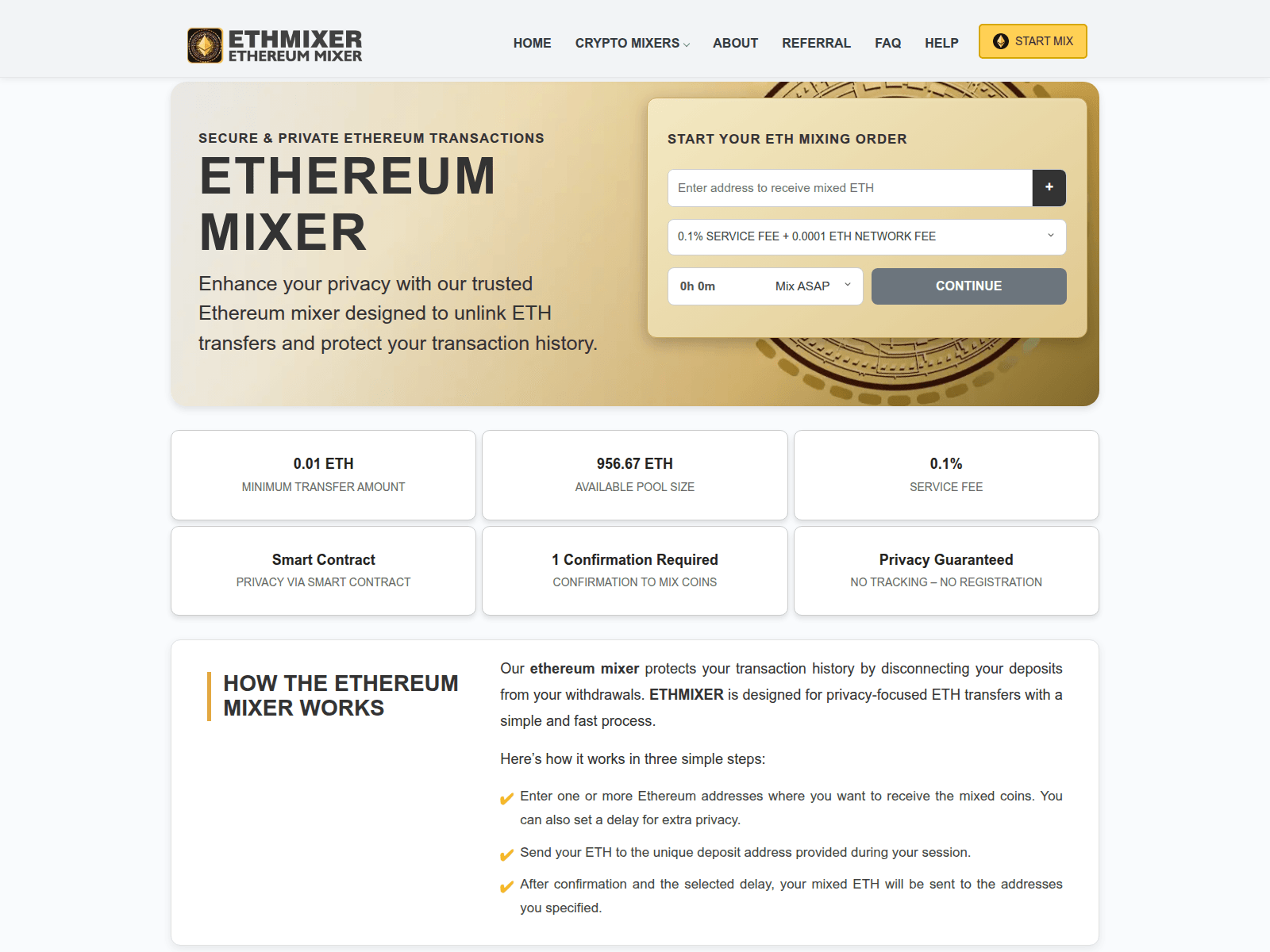 Screenshot of ethmixer.pro