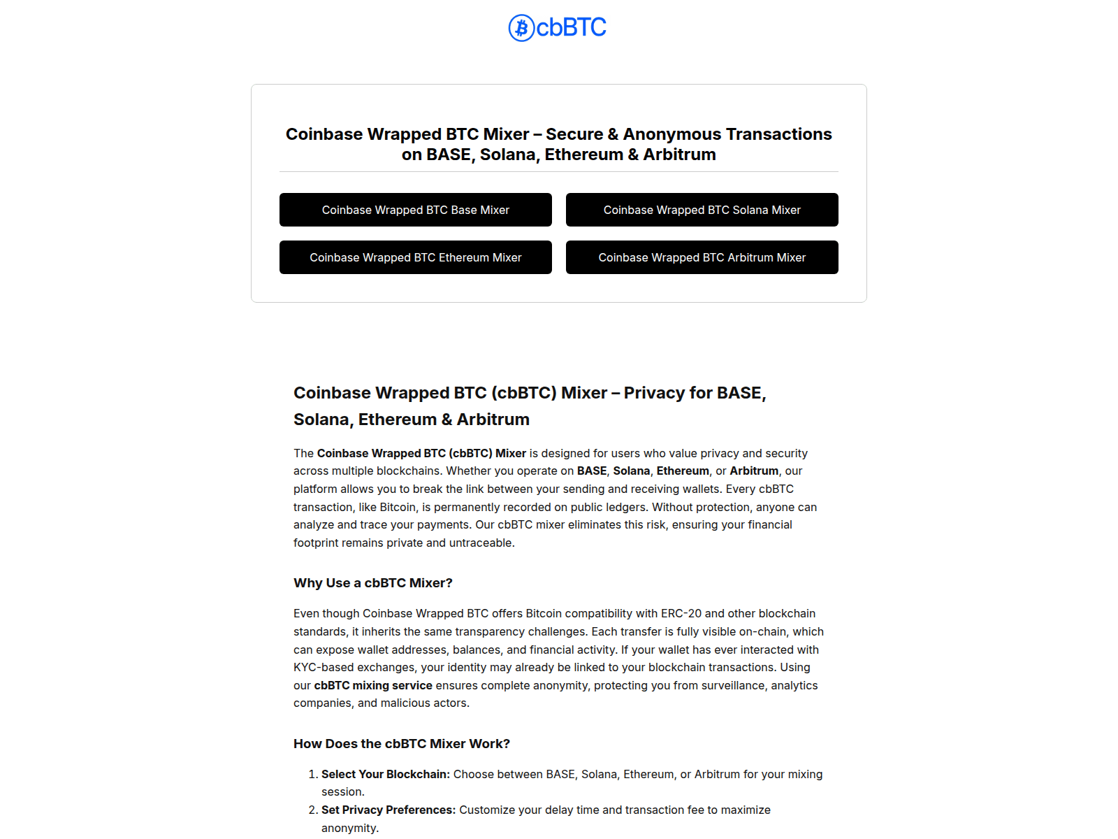 Screenshot of cbbtc-mixer.com