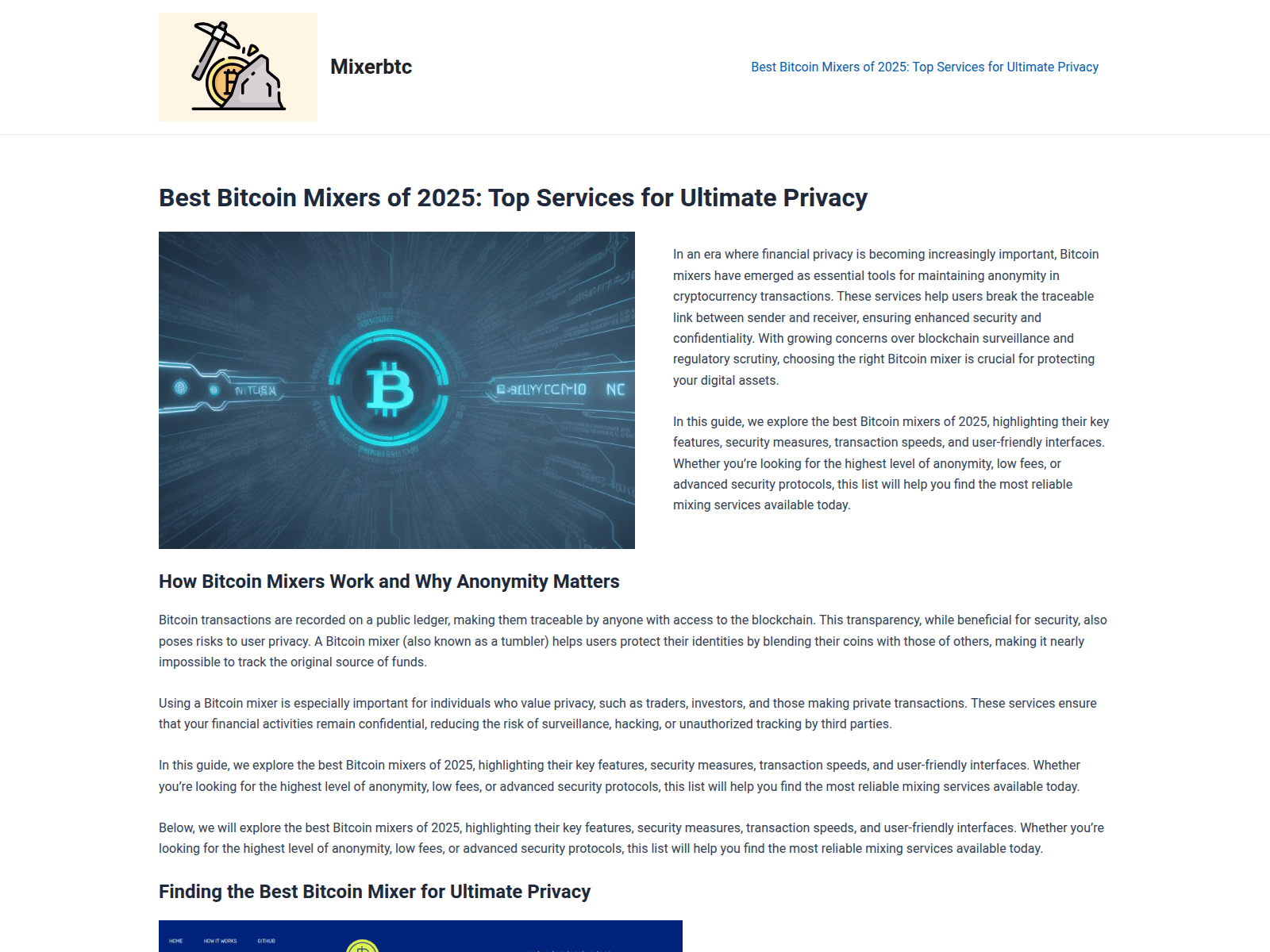 Screenshot of mixerbtc.org